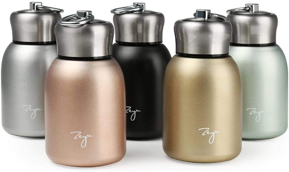 Mini Vacuum Insulated Water Bottle,Mini Water Bottles,9 oz Vacuum Bottle with Leakproof Stainless Water for Coffee Hot and Cold Drink,Portable Sport (Silver)