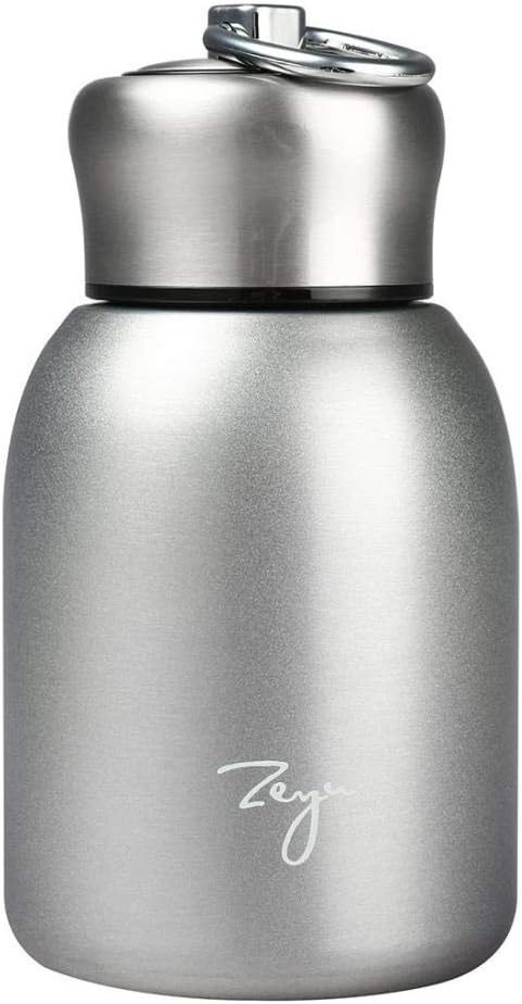 Mini Vacuum Insulated Water Bottle,Mini Water Bottles,9 oz Vacuum Bottle with Leakproof Stainless Water for Coffee Hot and Cold Drink,Portable Sport (Silver)