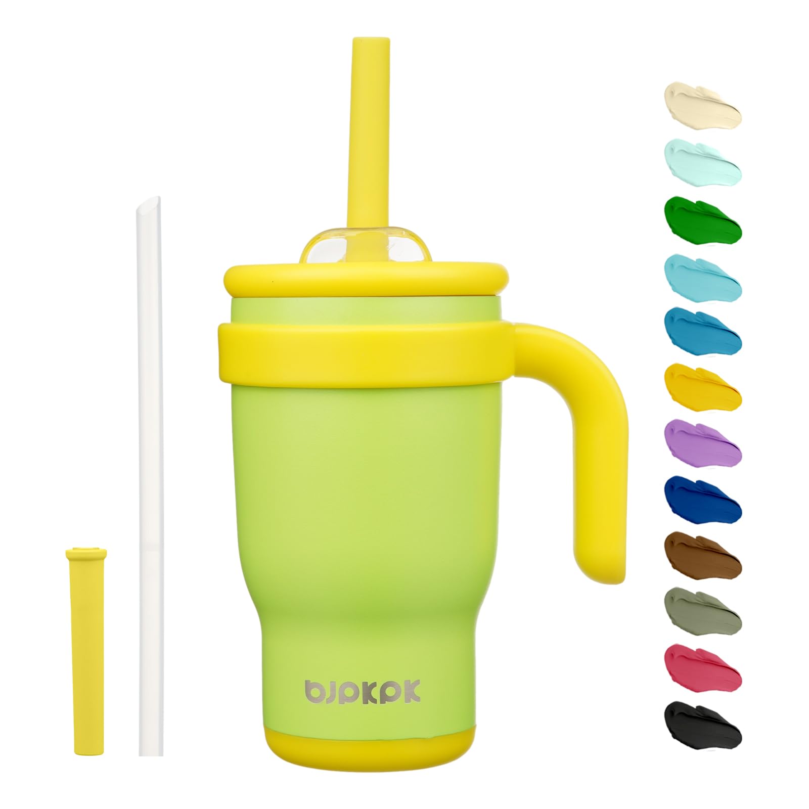 BJPKPK 40 OZ Insulated Travel Tumbler with Handle and Straw, Stainless Steel Water Bottle, Double Wall Vacuum Insulated Mug, for Work, Car, Travel, Olive Green