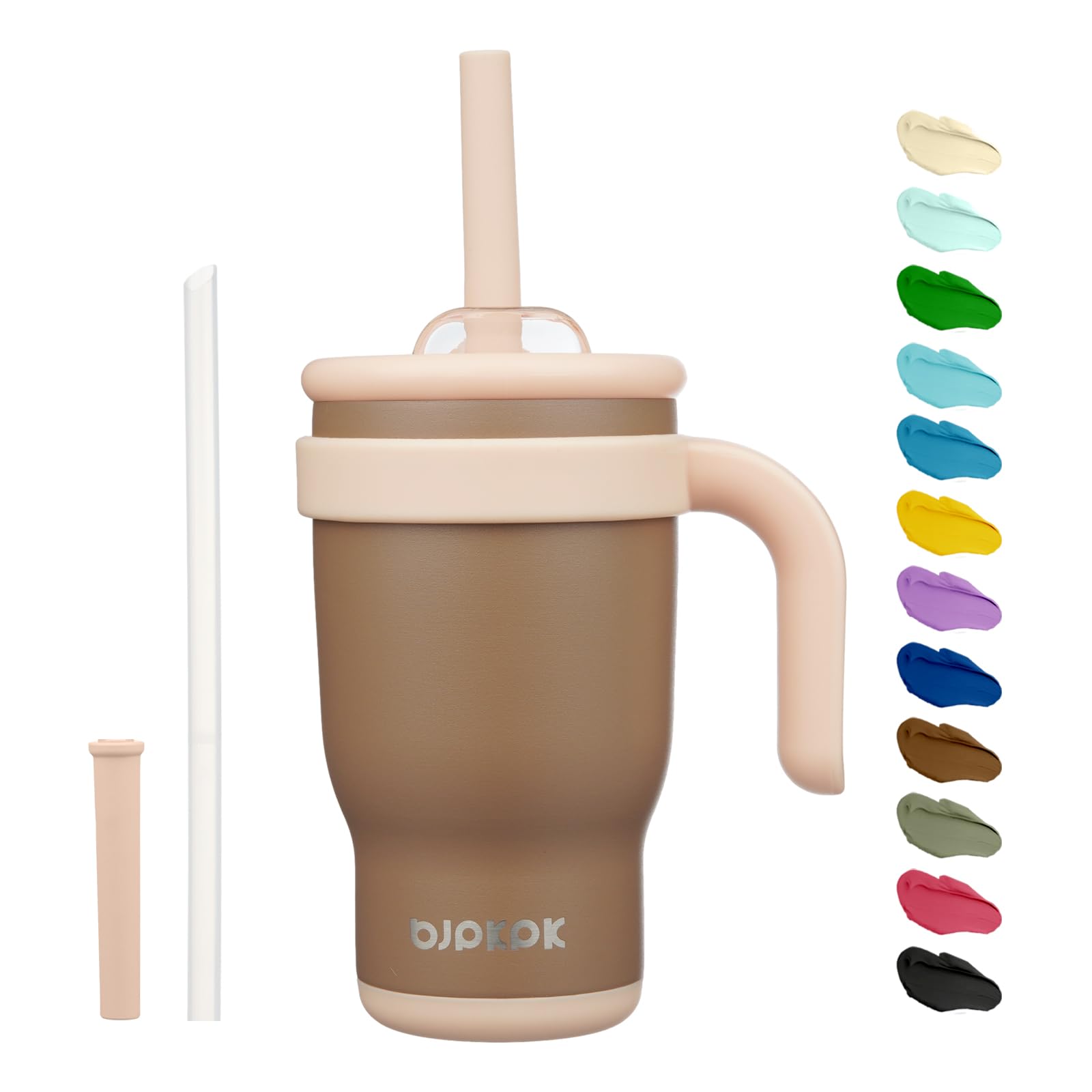 BJPKPK 40 OZ Insulated Travel Tumbler with Handle and Straw, Stainless Steel Water Bottle, Double Wall Vacuum Insulated Mug, for Work, Car, Travel, Olive Green