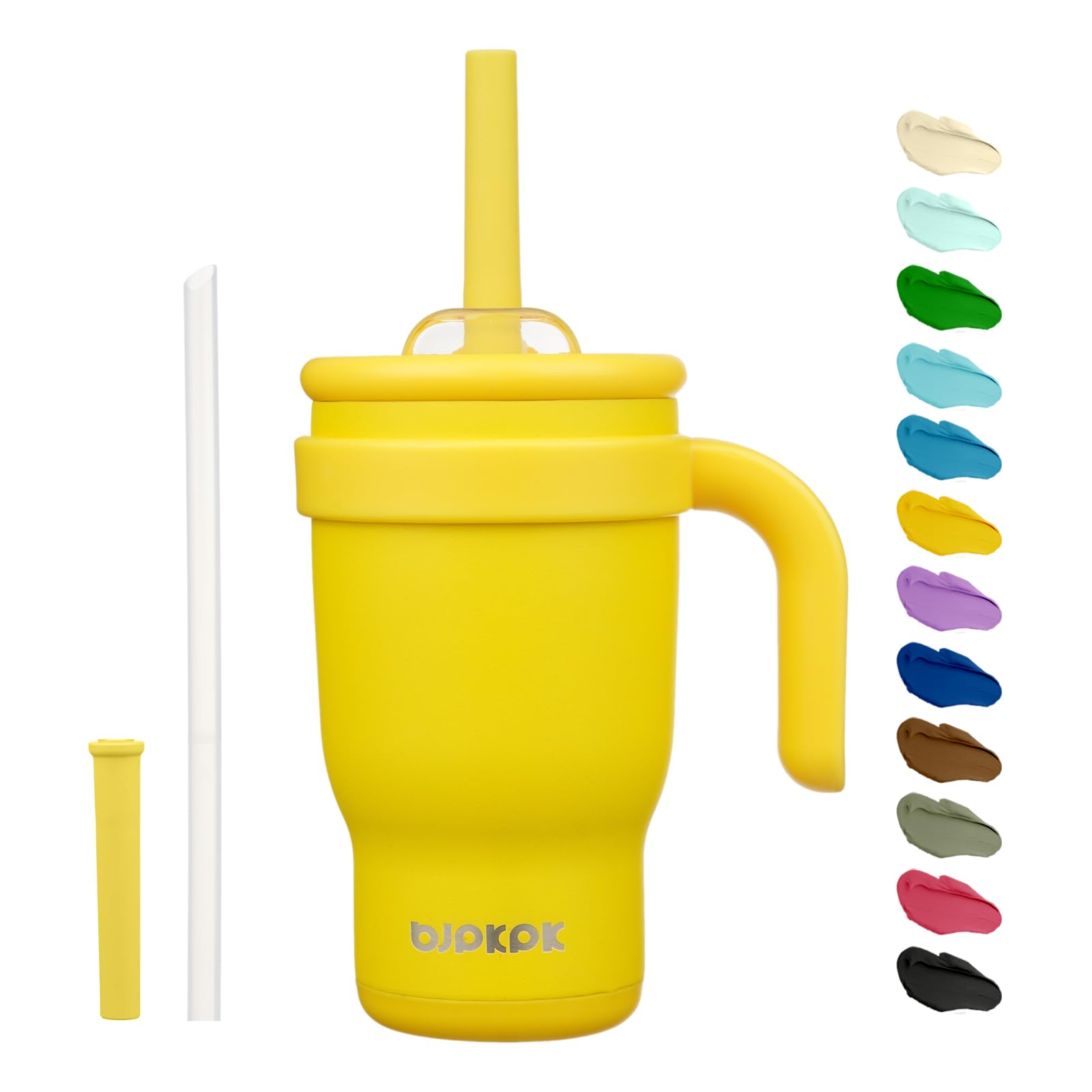 BJPKPK 40 OZ Insulated Travel Tumbler with Handle and Straw, Stainless Steel Water Bottle, Double Wall Vacuum Insulated Mug, for Work, Car, Travel, Olive Green