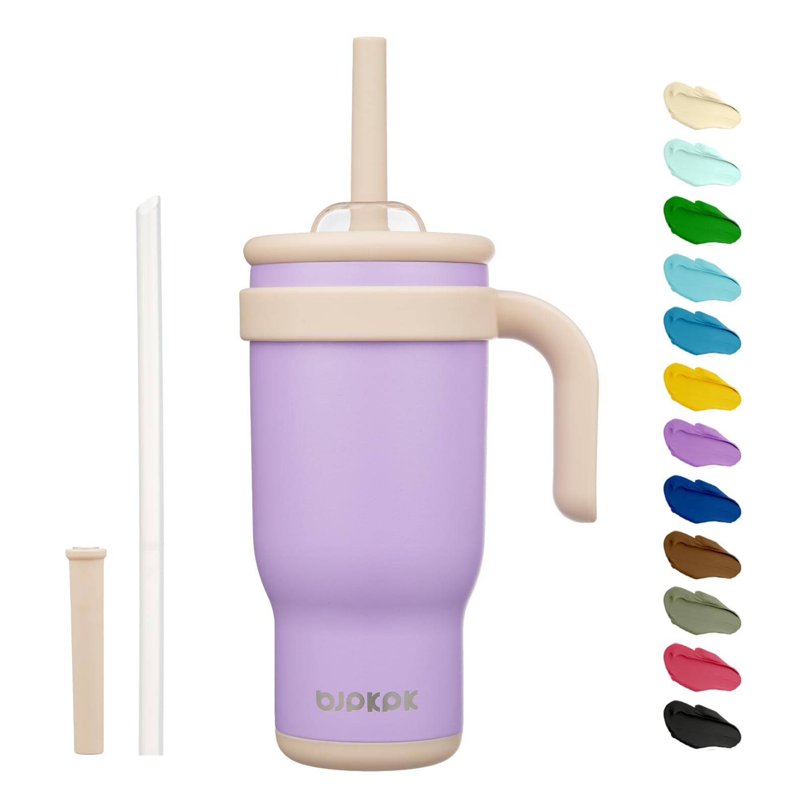 BJPKPK 40 OZ Insulated Travel Tumbler with Handle and Straw, Stainless Steel Water Bottle, Double Wall Vacuum Insulated Mug, for Work, Car, Travel, Olive Green