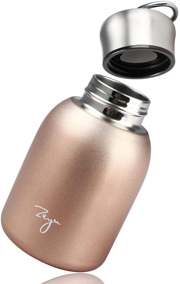 Mini Vacuum Insulated Water Bottle,Mini Water Bottles,9 oz Vacuum Bottle with Leakproof Stainless Water for Coffee Hot and Cold Drink,Portable Sport (Silver)