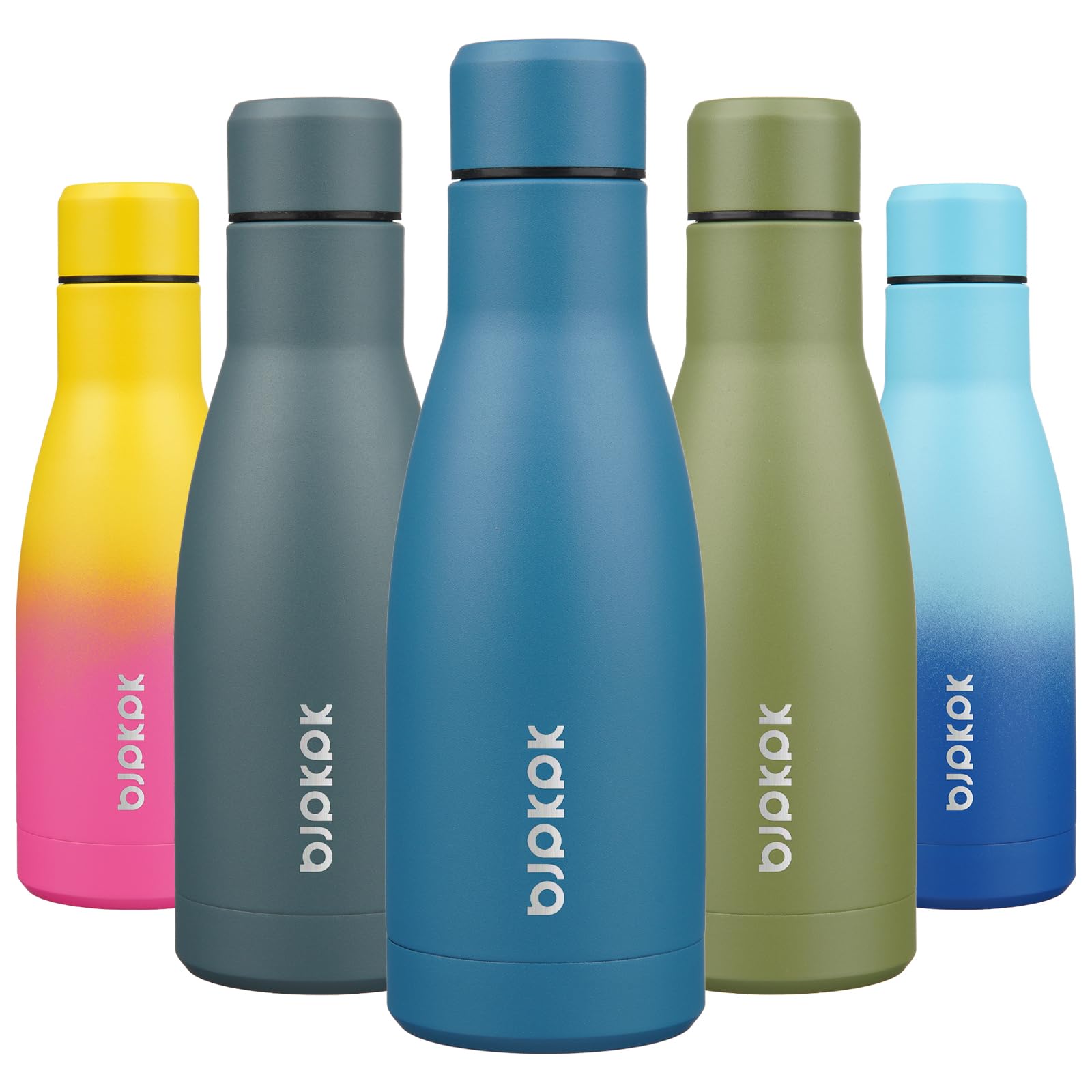 BJPKPK 12oz Water Bottles Stainless Steel Double Wall Vacuum Insulated Small Water Bottles for Travel,Deep Grey