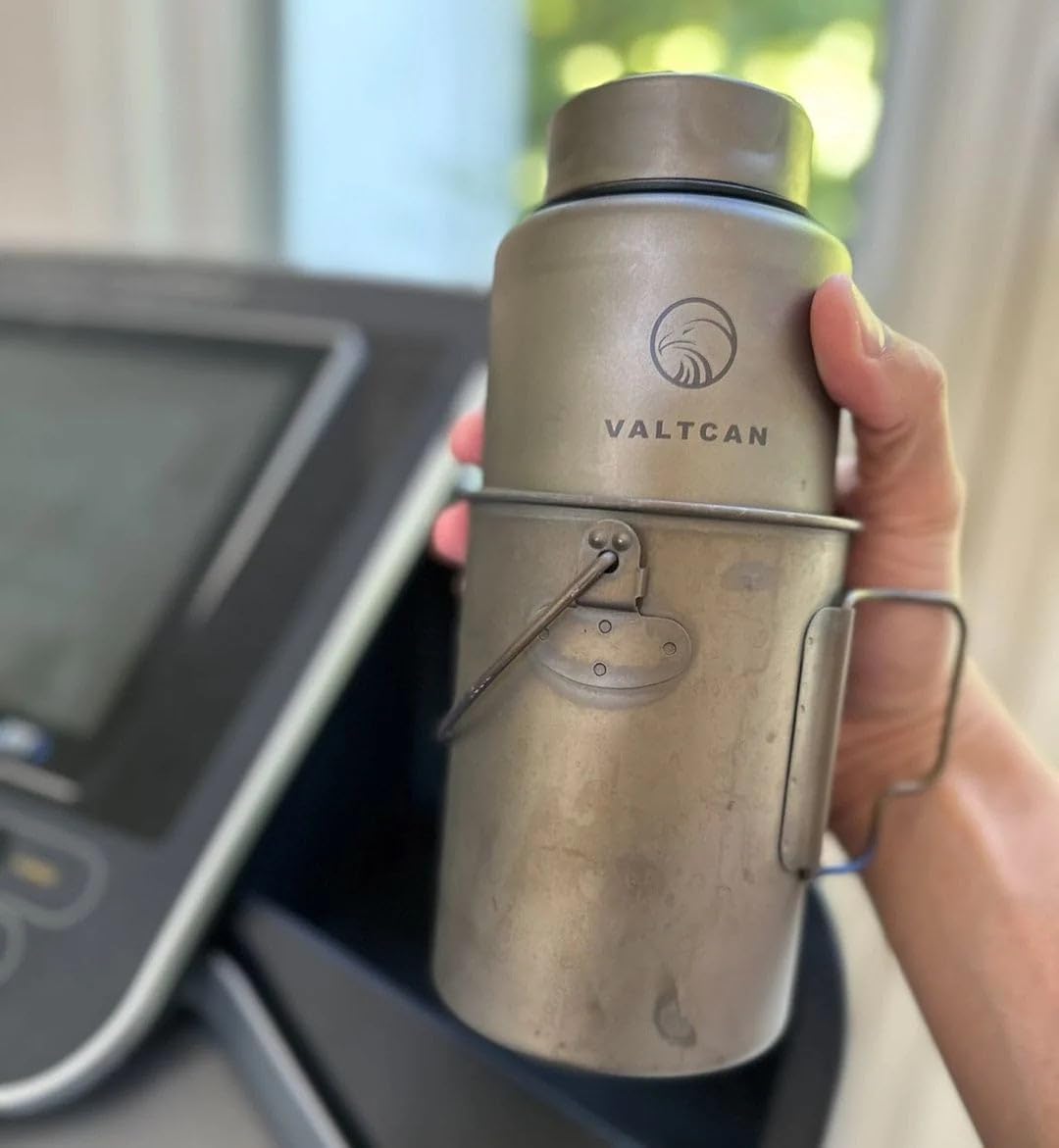 Valtcan Titanium Water Bottle EndurePro 1000ml 34oz 219 Grams Ultralight Pot Wide Mouth Sports Hiking and Camping Trail Heatable on Open Flames for Gym Workout 1.1 Quart