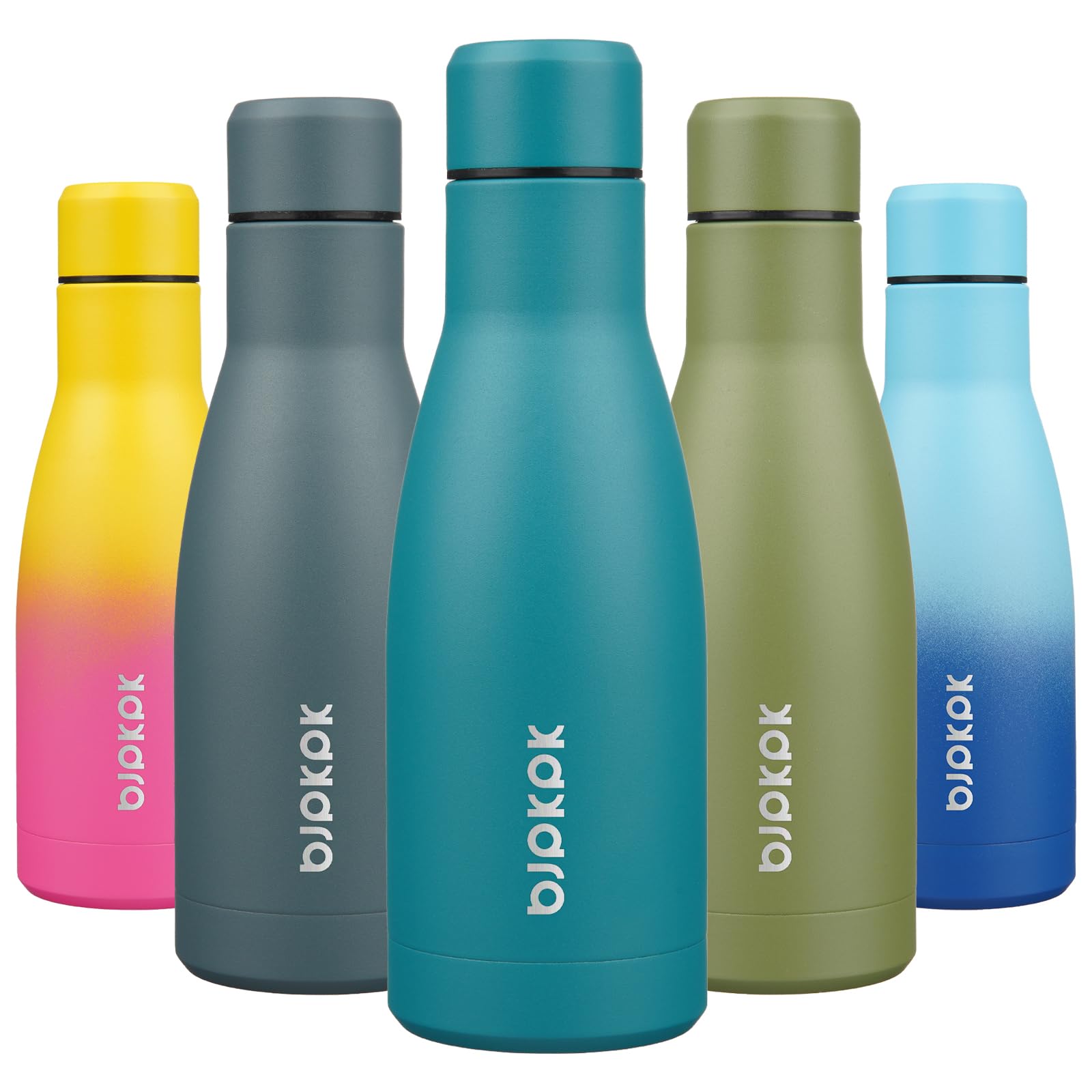 BJPKPK 12oz Water Bottles Stainless Steel Double Wall Vacuum Insulated Small Water Bottles for Travel,Deep Grey