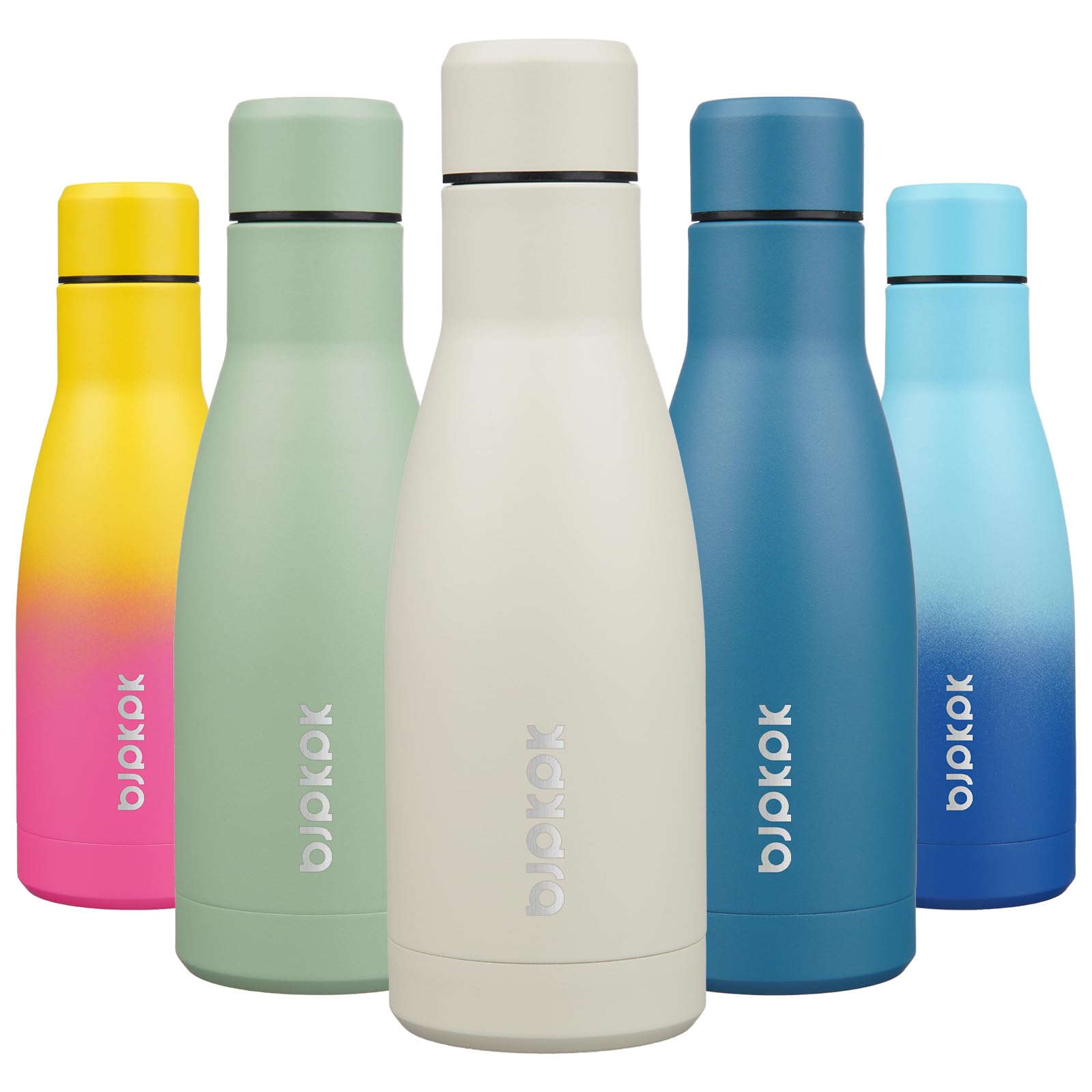 BJPKPK 12oz Water Bottles Stainless Steel Double Wall Vacuum Insulated Small Water Bottles for Travel,Deep Grey