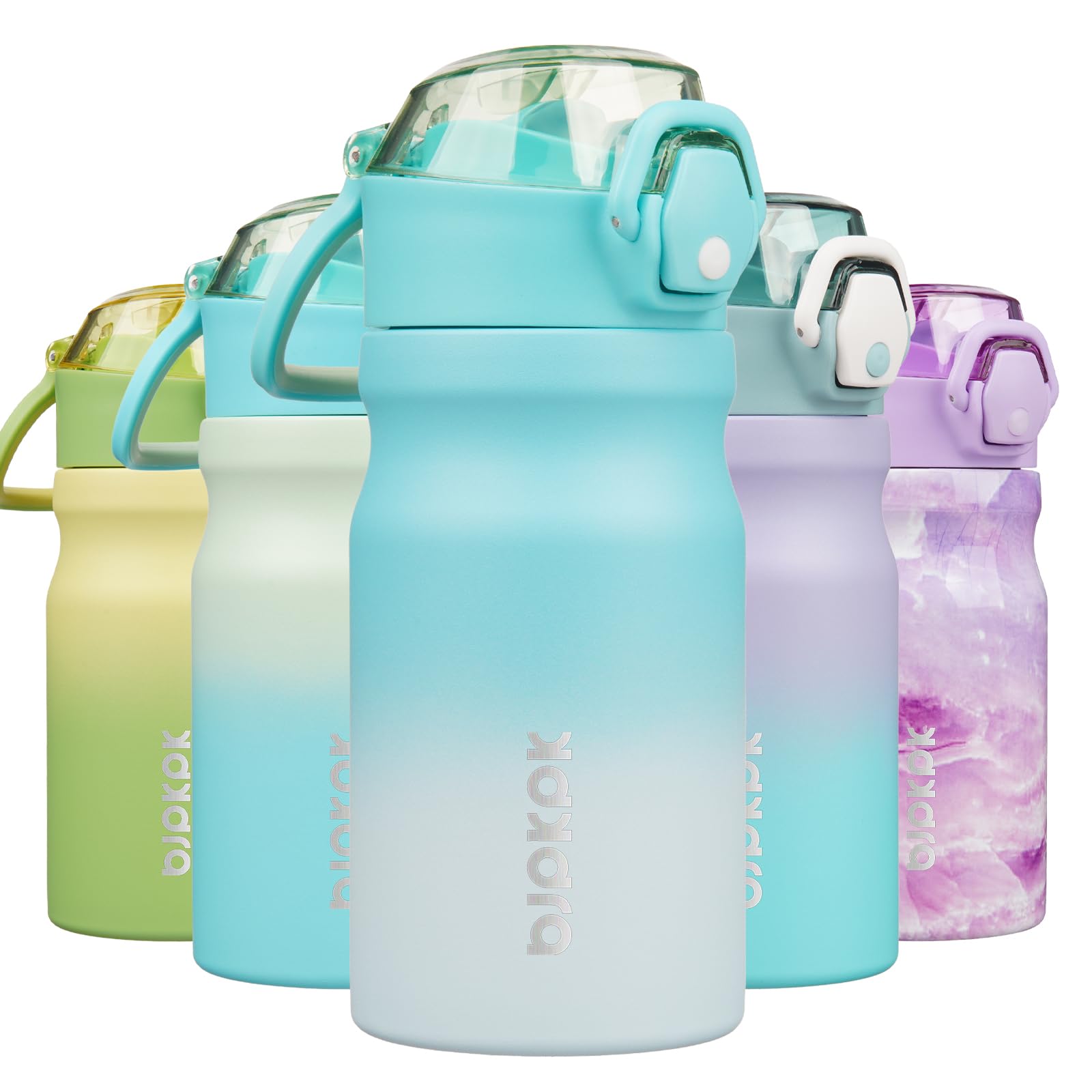 BJPKPK Water Bottle with Straw 18oz Insulated Water Bottles Reusable Stainless Steel Metal Thermal Flask with Leak Proof Lockable Lid and Carry Handle,Light Pink