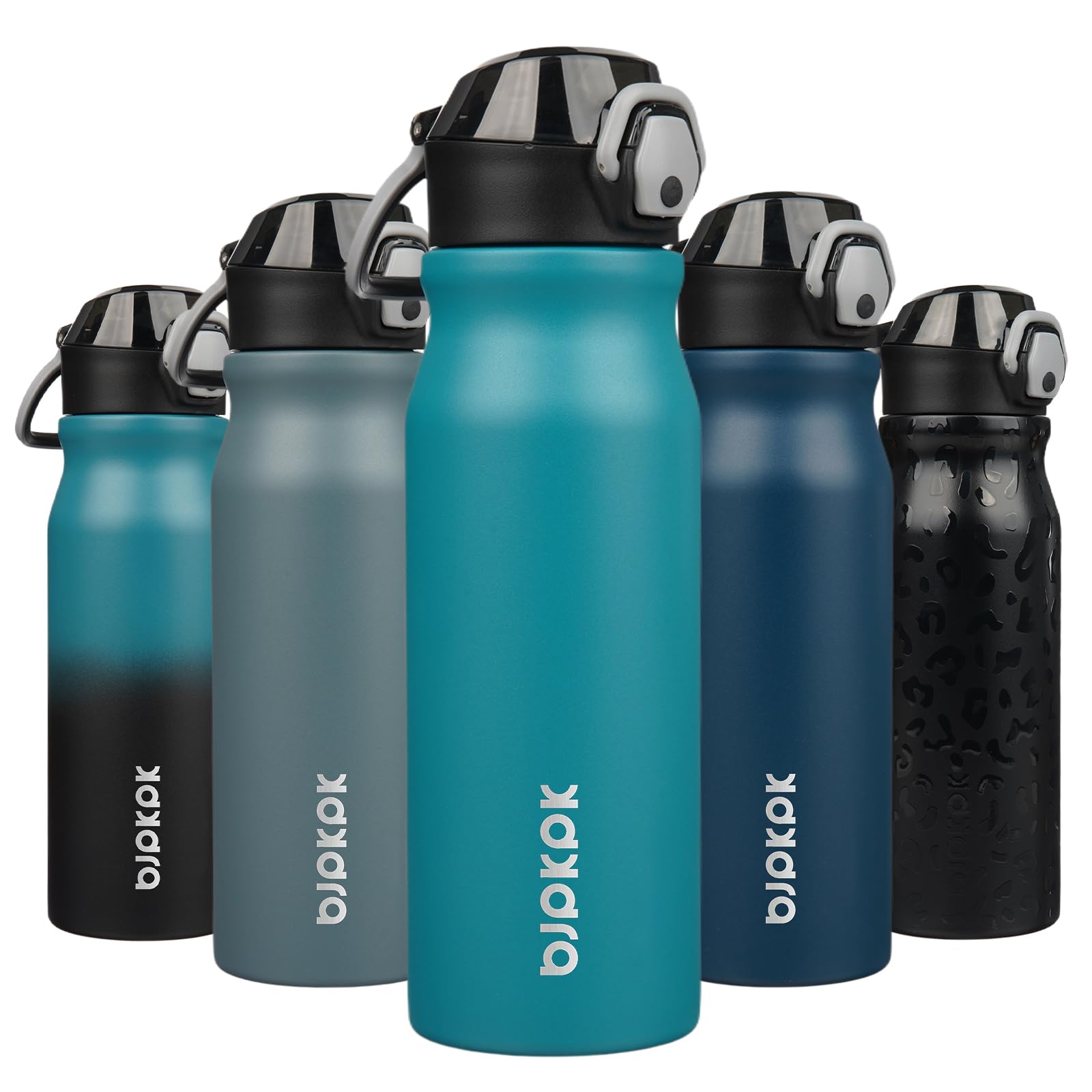 BJPKPK Water Bottle with Straw 18oz Insulated Water Bottles Reusable Stainless Steel Metal Thermal Flask with Leak Proof Lockable Lid and Carry Handle,Light Pink