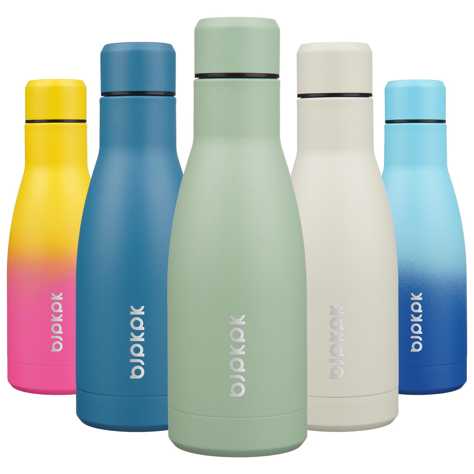 BJPKPK 12oz Water Bottles Stainless Steel Double Wall Vacuum Insulated Small Water Bottles for Travel,Deep Grey