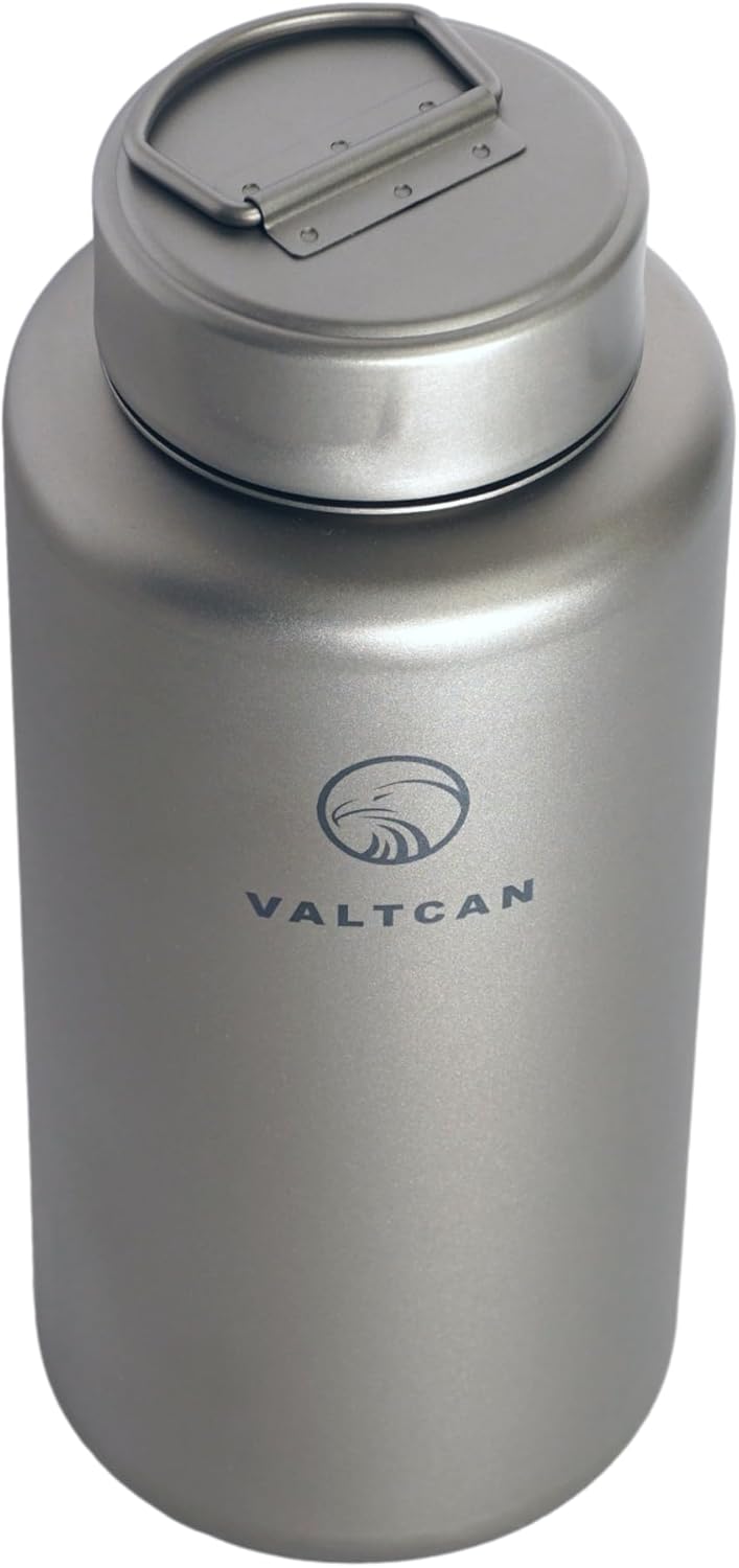 Valtcan Titanium Water Bottle EndurePro 1000ml 34oz 219 Grams Ultralight Pot Wide Mouth Sports Hiking and Camping Trail Heatable on Open Flames for Gym Workout 1.1 Quart