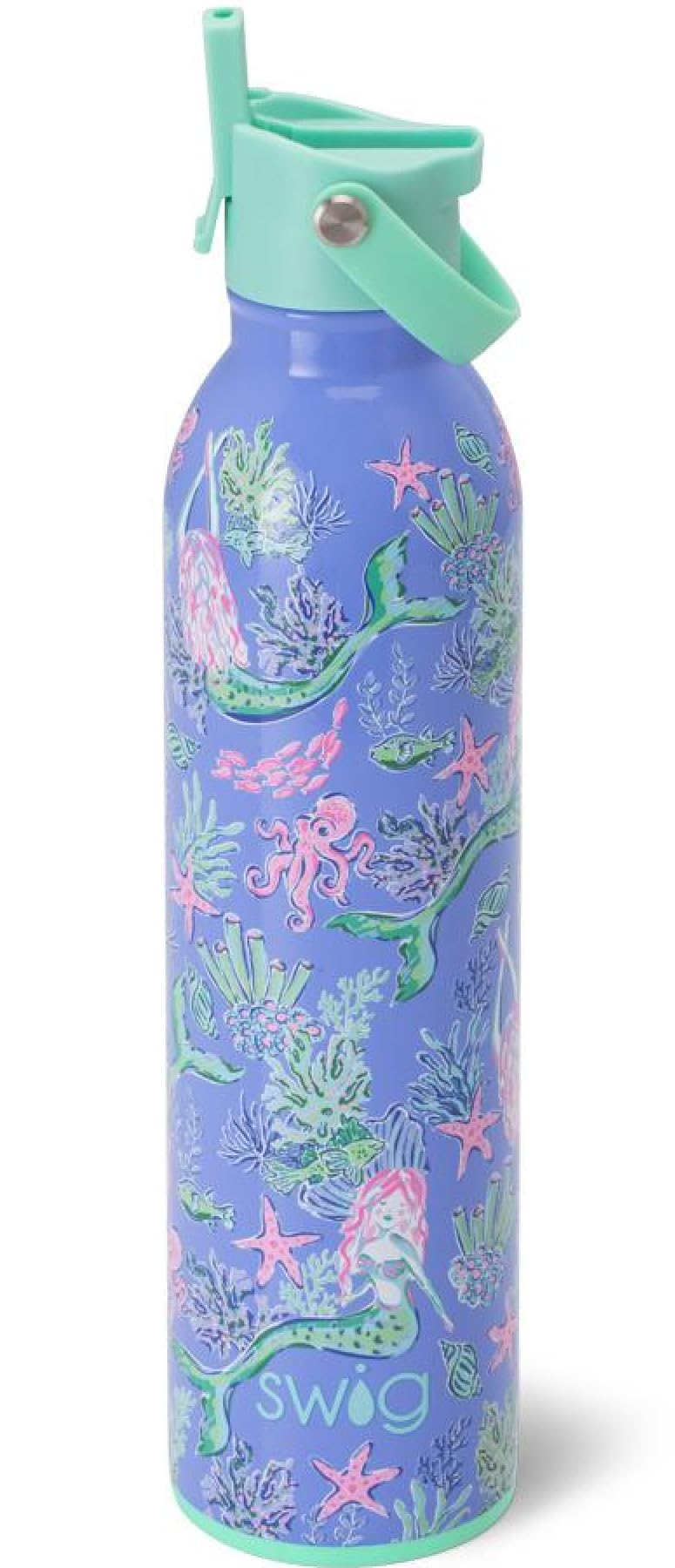 Swig Life 36oz Insulated Water Bottle, Travel Water Bottle with Straw and Lid, Cup Holder Friendly Water Bottles, Stainless Steel (Roller Rink)