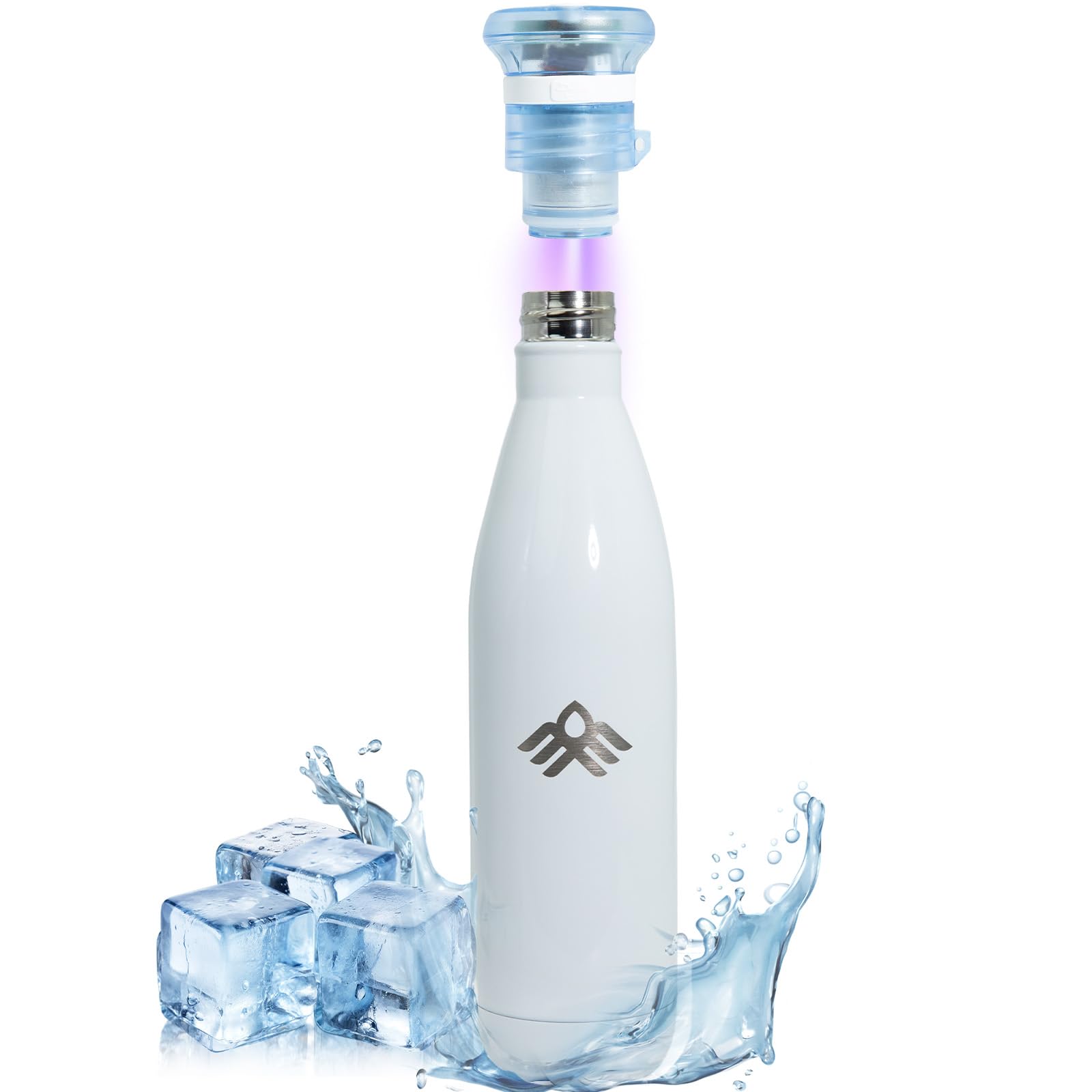 27oz Smart Self Cleaning Water Large Bottle Artic 304 Stainless Steel Insulated Light Purifying Bottle LED + Activated-Carbon Filter USB-C Rechargeable BPA-Free for Outdoor & Sports