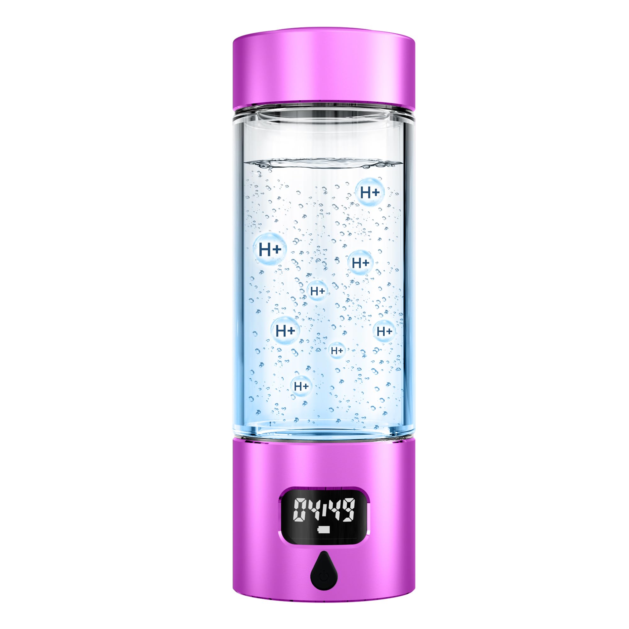 Hydrogen Water Bottle - Portable, Rechargeable, LED Timer, Aluminum and Glass, 5000 PPB Hydrogen in 10 Minutes, for Husband, Father, Friend & Family, for Sports, Home, Office (Black, 340ml)