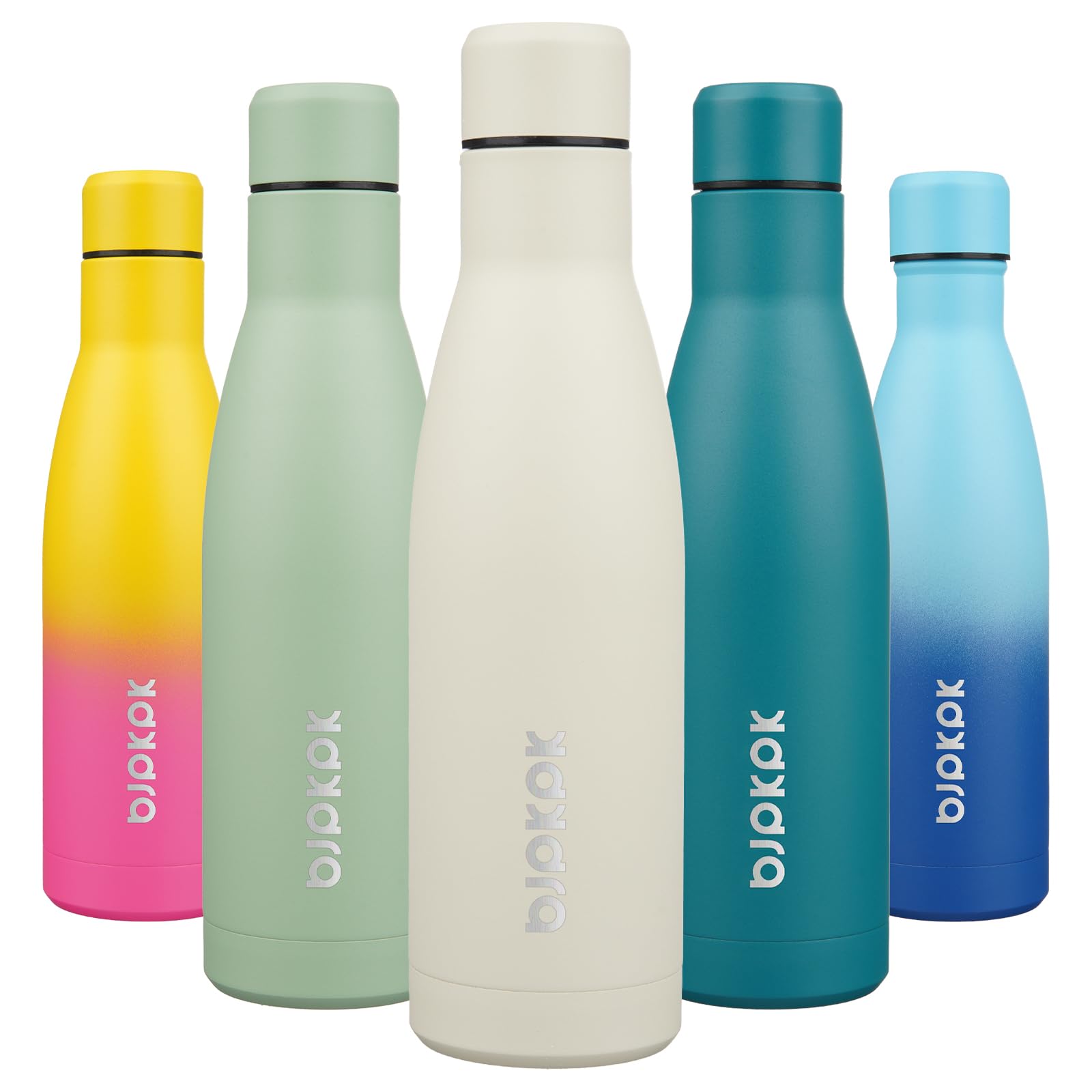 BJPKPK 12oz Water Bottles Stainless Steel Double Wall Vacuum Insulated Small Water Bottles for Travel,Lake Blue