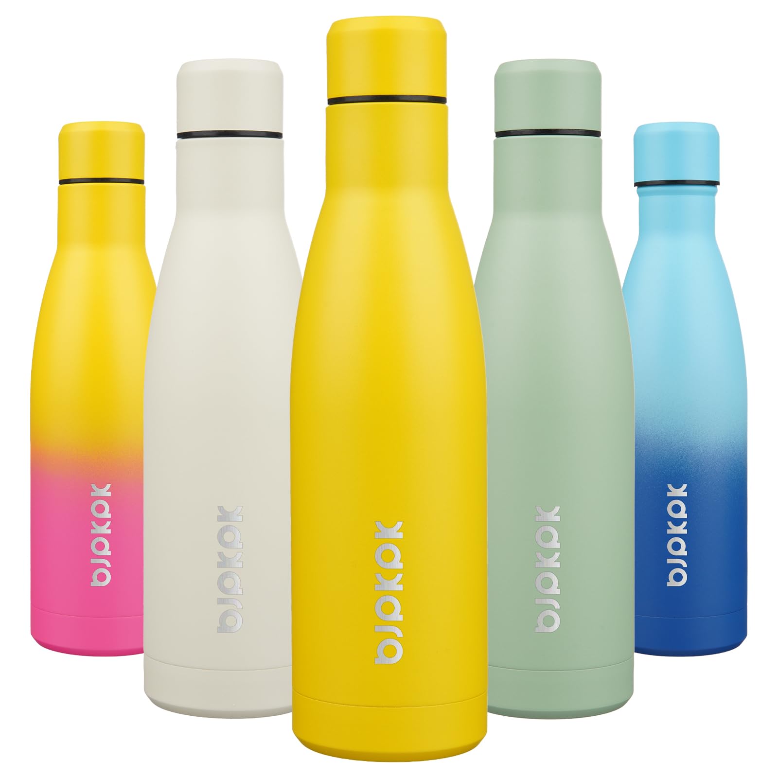 BJPKPK 12oz Water Bottles Stainless Steel Double Wall Vacuum Insulated Small Water Bottles for Travel,Lake Blue