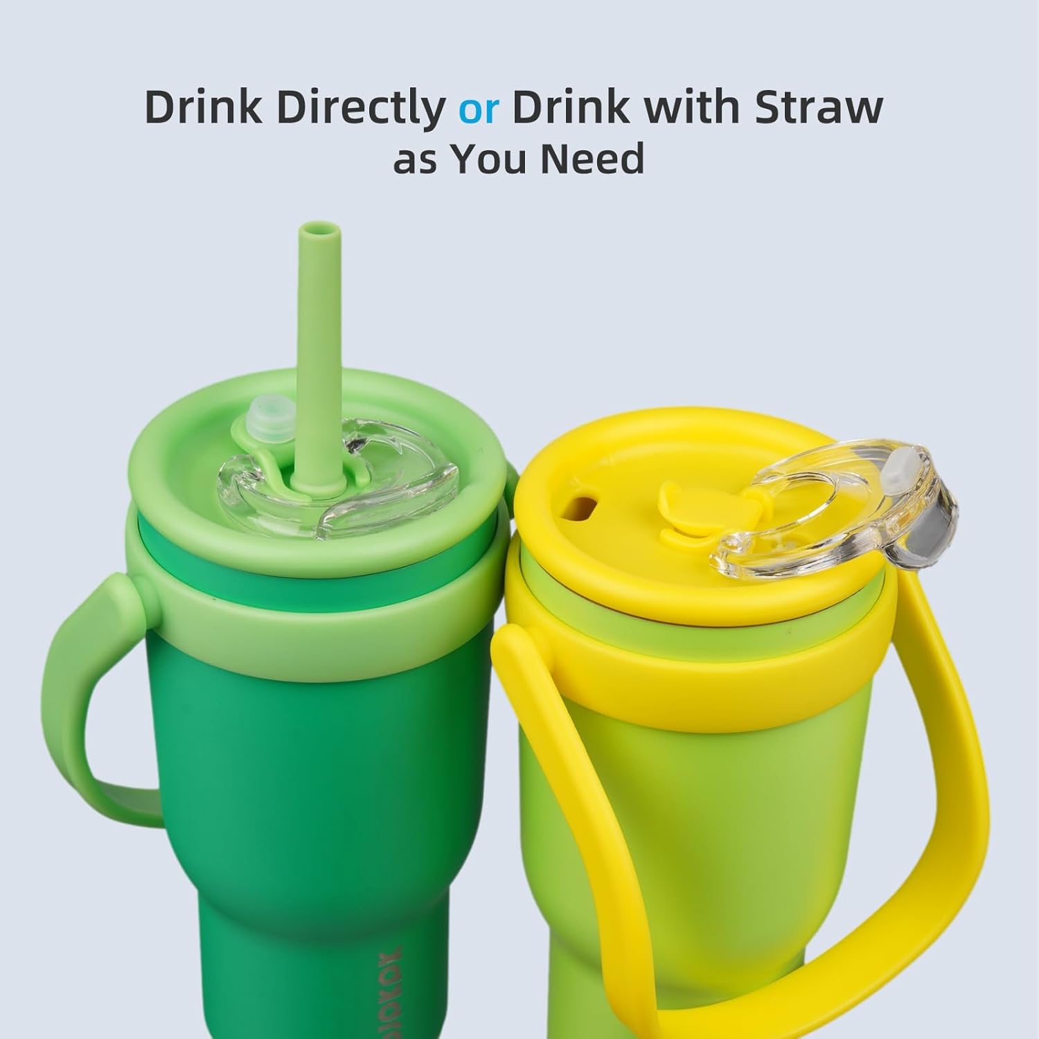 BJPKPK 40 OZ Insulated Travel Tumbler with Handle and Straw, Stainless Steel Water Bottle, Double Wall Vacuum Insulated Mug, for Work, Car, Travel, Olive Green