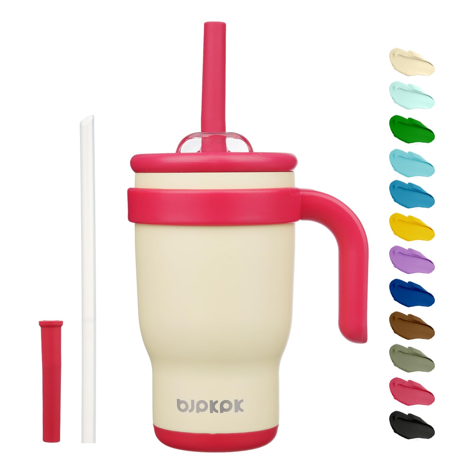 BJPKPK 40 OZ Insulated Travel Tumbler with Handle and Straw, Stainless Steel Water Bottle, Double Wall Vacuum Insulated Mug, for Work, Car, Travel, Olive Green