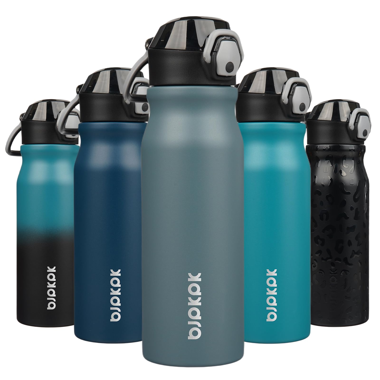 BJPKPK Water Bottle with Straw 18oz Insulated Water Bottles Reusable Stainless Steel Metal Thermal Flask with Leak Proof Lockable Lid and Carry Handle,Light Pink