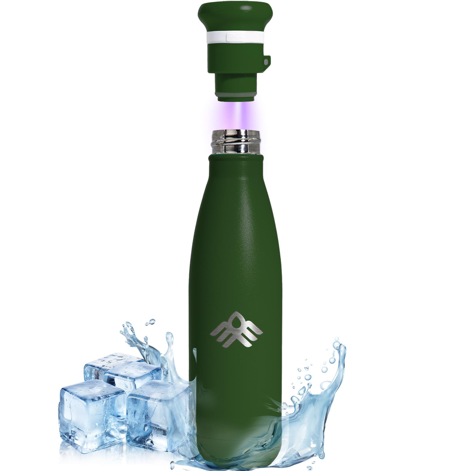 27oz Smart Self Cleaning Water Large Bottle Artic 304 Stainless Steel Insulated Light Purifying Bottle LED + Activated-Carbon Filter USB-C Rechargeable BPA-Free for Outdoor & Sports