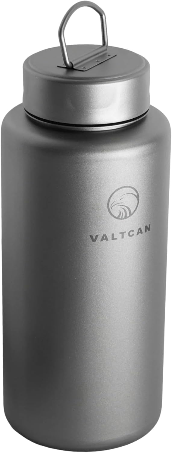 Valtcan Titanium Water Bottle EndurePro 1000ml 34oz 219 Grams Ultralight Pot Wide Mouth Sports Hiking and Camping Trail Heatable on Open Flames for Gym Workout 1.1 Quart