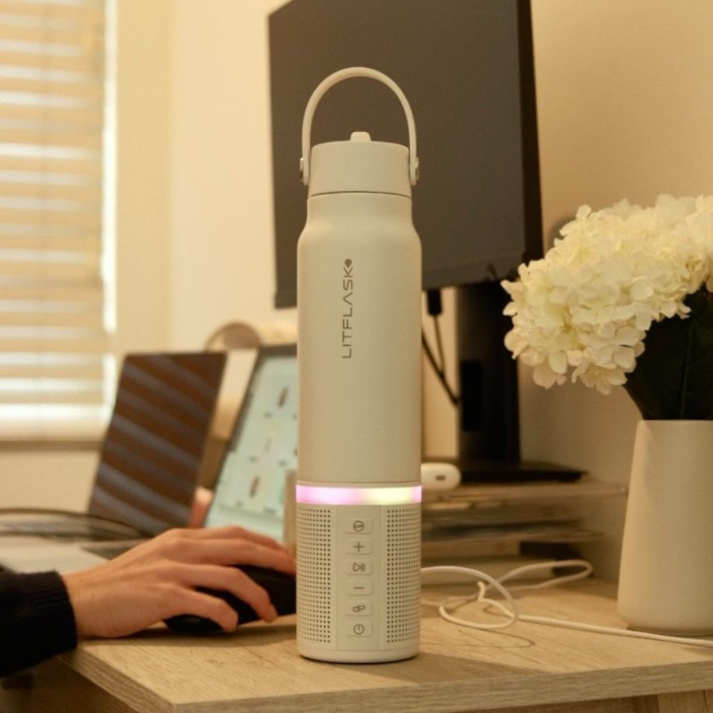 LitFlask Smart Water Bottle, Ultra Premium Bluetooth Speaker, Portable Charging, 20oz Stainless Steel. Oprah’s Favorite Things 2024