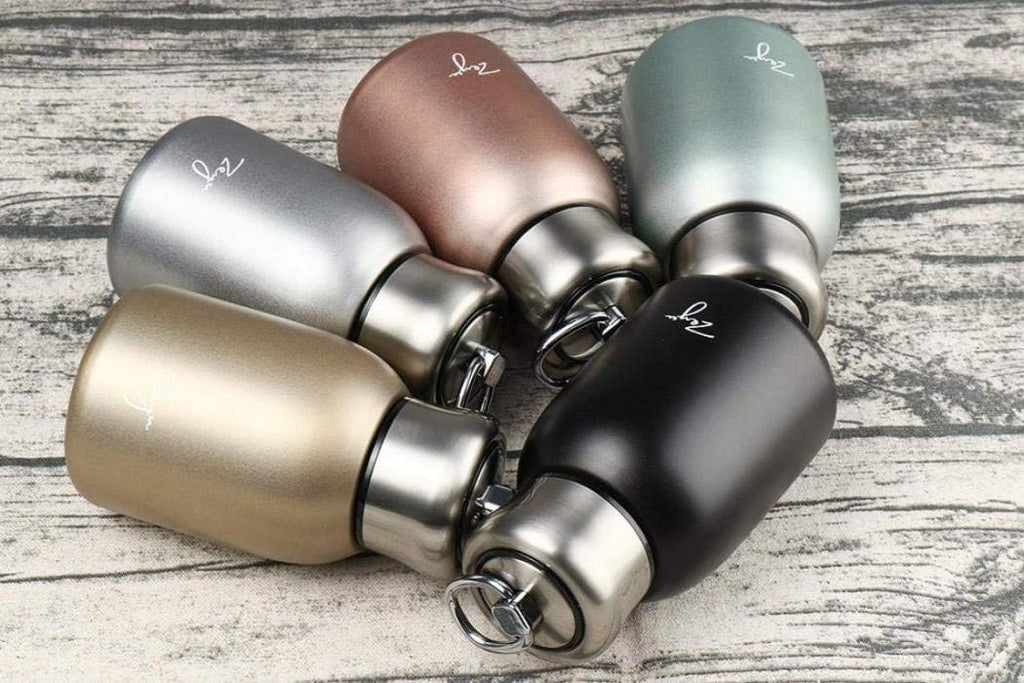 Mini Vacuum Insulated Water Bottle,Mini Water Bottles,9 oz Vacuum Bottle with Leakproof Stainless Water for Coffee Hot and Cold Drink,Portable Sport (Silver)