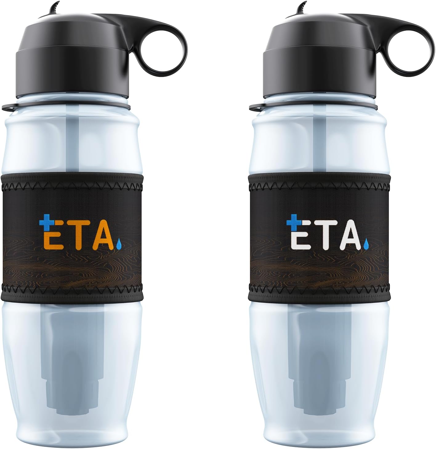 Bundle Deal | ETA Alkaline Water Filter Bottle | Removes up to 99.99% of Harmful contaminants, 9.5pH | Protects The Nutrient & Mineral Value from Filtration | Made in USA (Advanced - Orange + White)