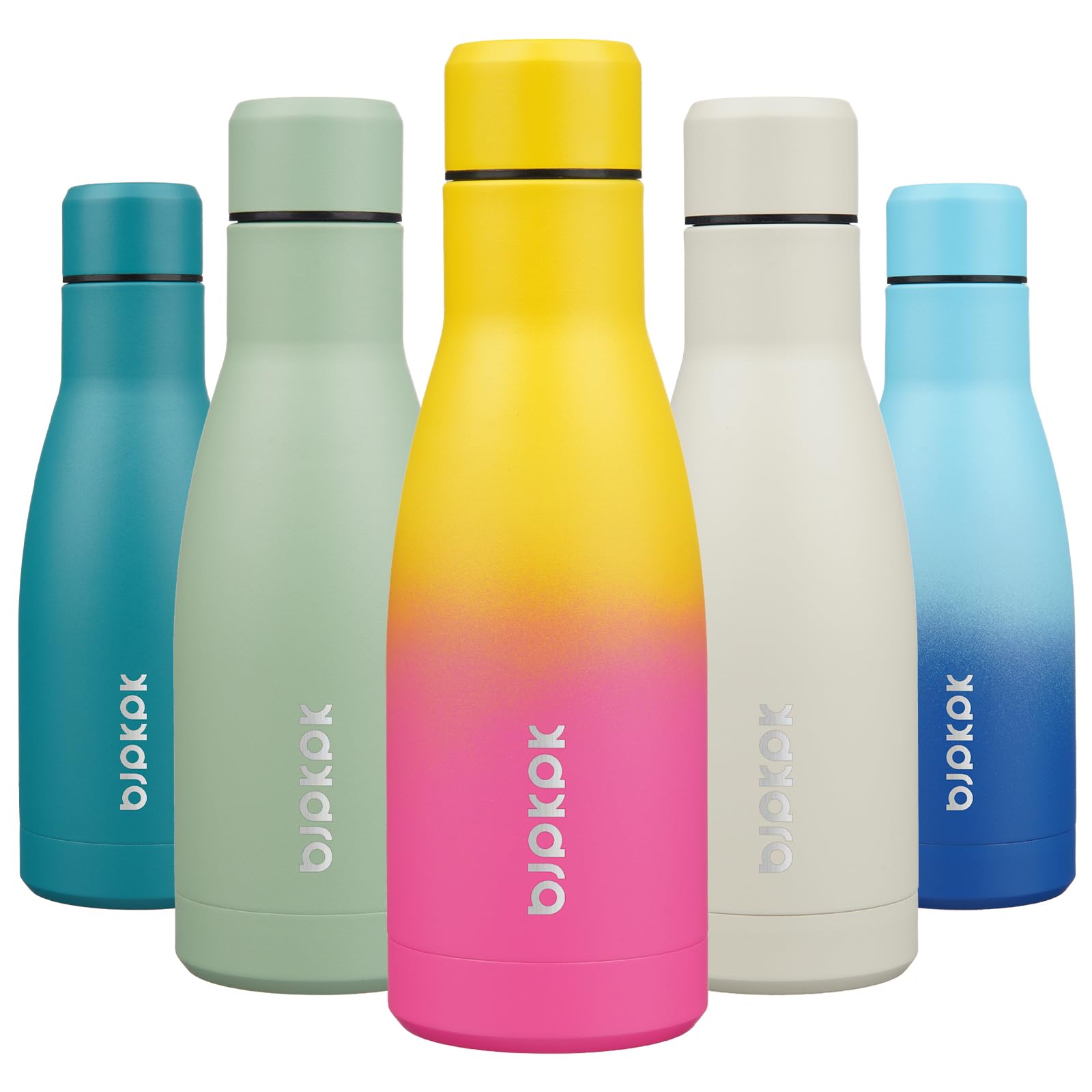 BJPKPK 12oz Water Bottles Stainless Steel Double Wall Vacuum Insulated Small Water Bottles for Travel,Lake Blue