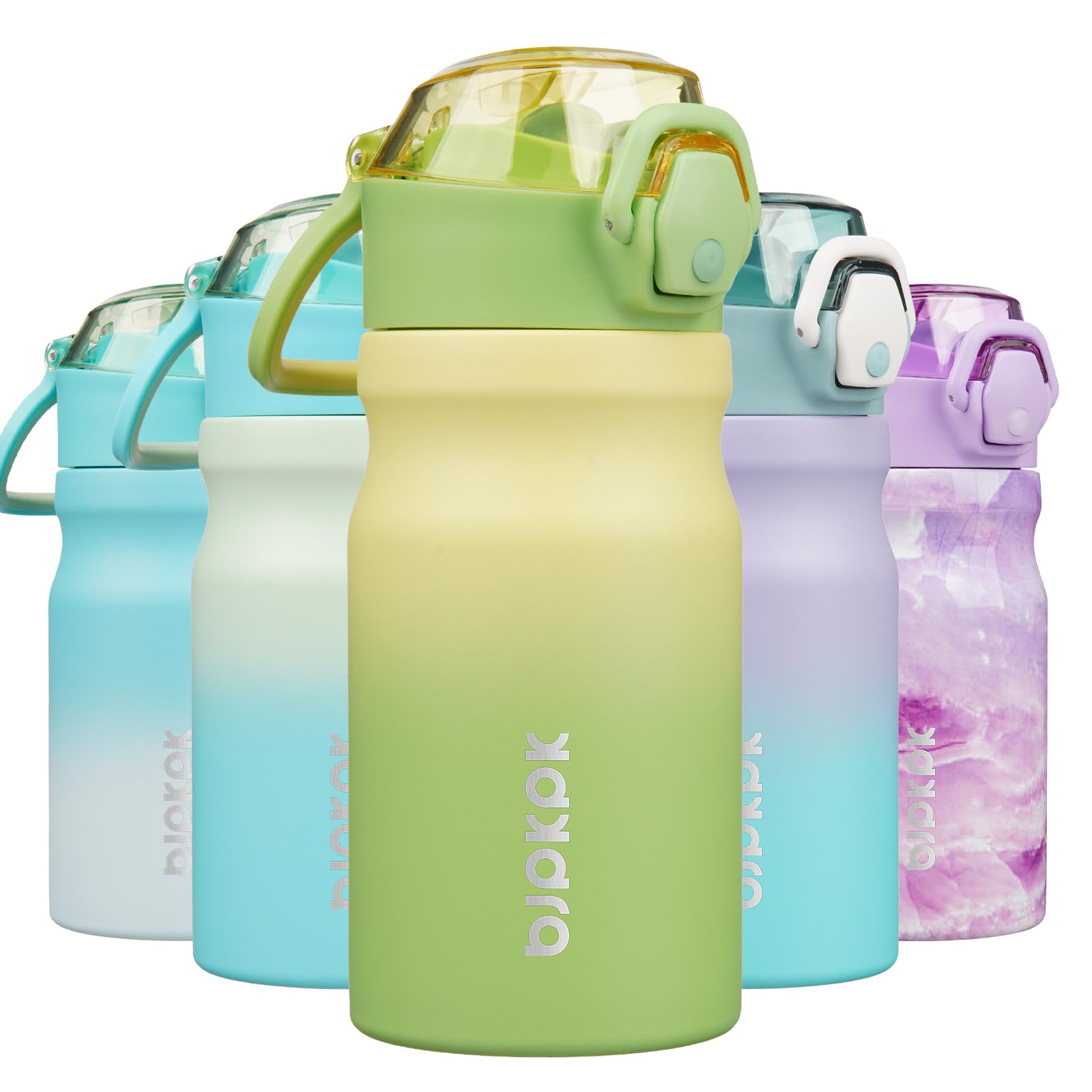 BJPKPK Water Bottle with Straw 18oz Insulated Water Bottles Reusable Stainless Steel Metal Thermal Flask with Leak Proof Lockable Lid and Carry Handle,Light Pink