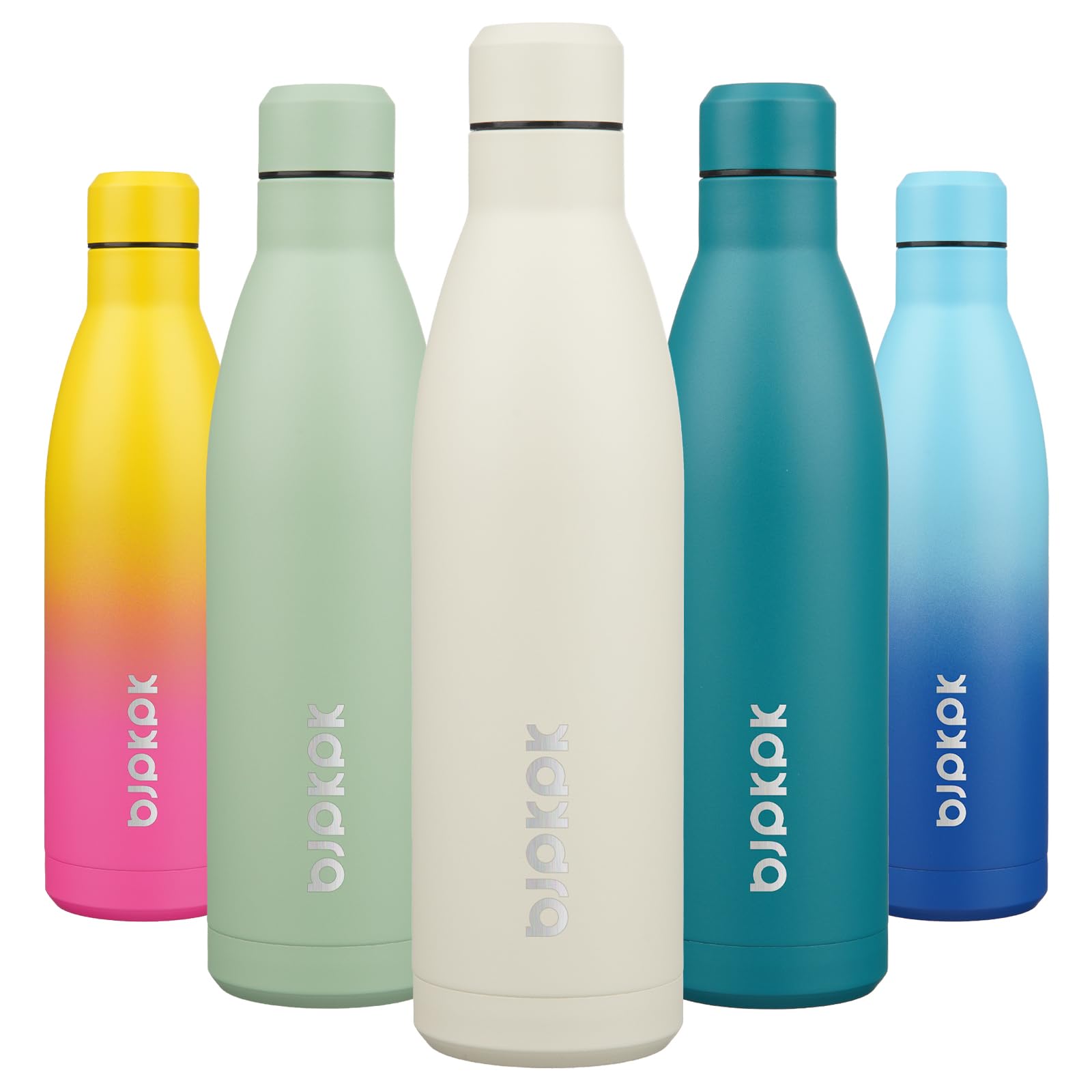 BJPKPK 12oz Water Bottles Stainless Steel Double Wall Vacuum Insulated Small Water Bottles for Travel,Lake Blue