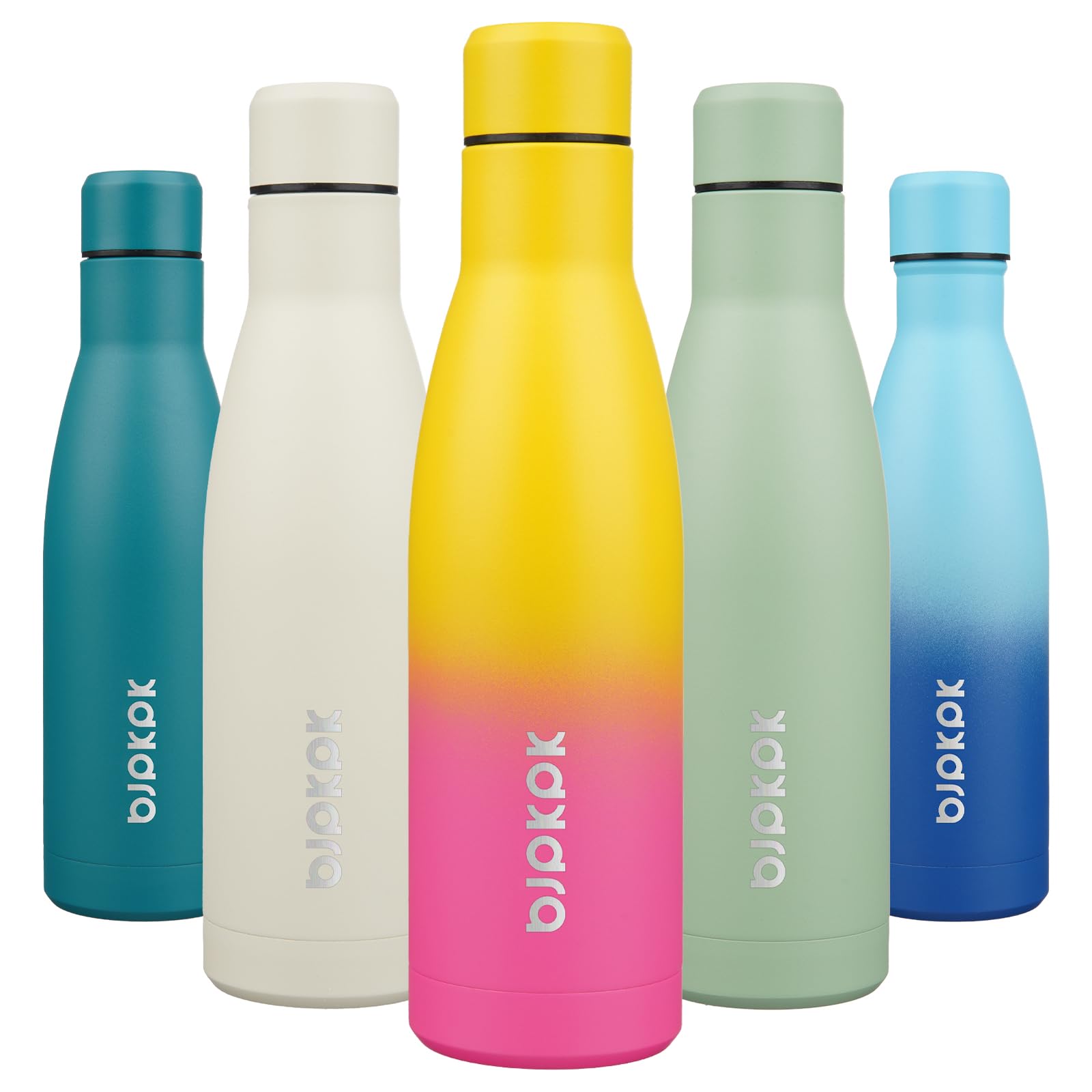 BJPKPK 12oz Water Bottles Stainless Steel Double Wall Vacuum Insulated Small Water Bottles for Travel,Deep Grey