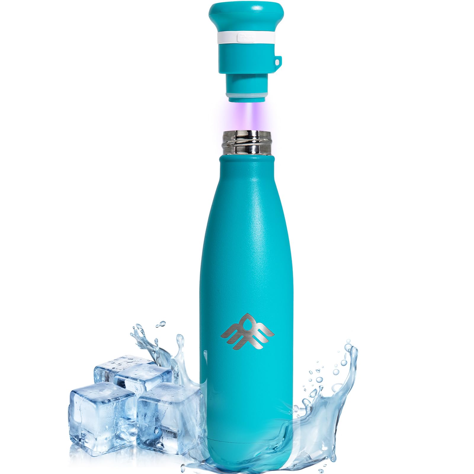 27oz Smart Self Cleaning Water Large Bottle Artic 304 Stainless Steel Insulated Light Purifying Bottle LED + Activated-Carbon Filter USB-C Rechargeable BPA-Free for Outdoor & Sports