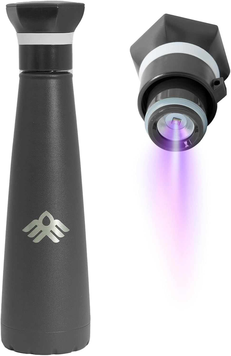 17oz Smart Self-Cleaning Water Bottle Slate Stainless Steel Insulated LED Light Water Bottle with Activated-Carbon Module, USB-C Rechargeable BPA-Free Purifying Bottles for Travel, Gym & Office