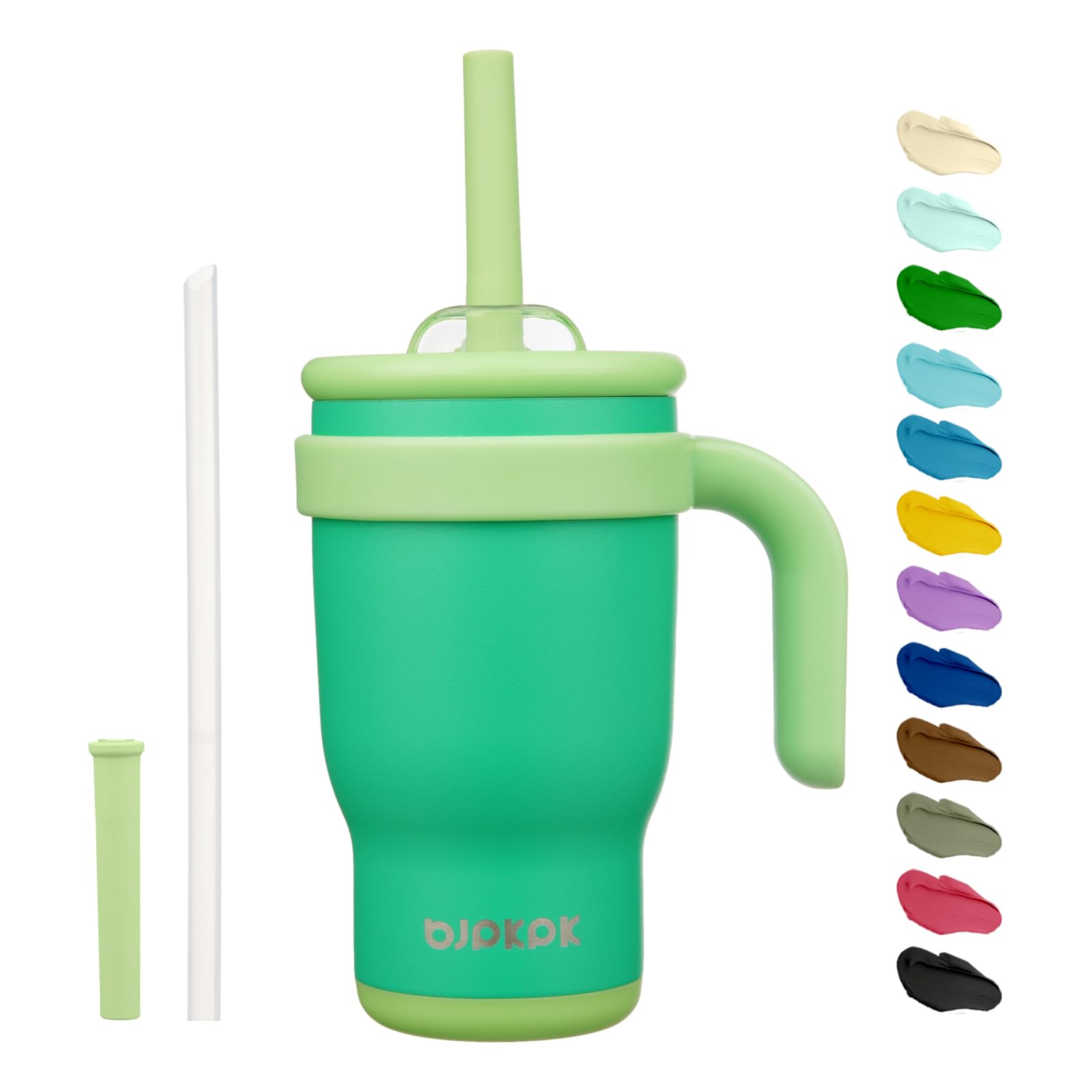 BJPKPK 40 OZ Insulated Travel Tumbler with Handle and Straw, Stainless Steel Water Bottle, Double Wall Vacuum Insulated Mug, for Work, Car, Travel, Olive Green