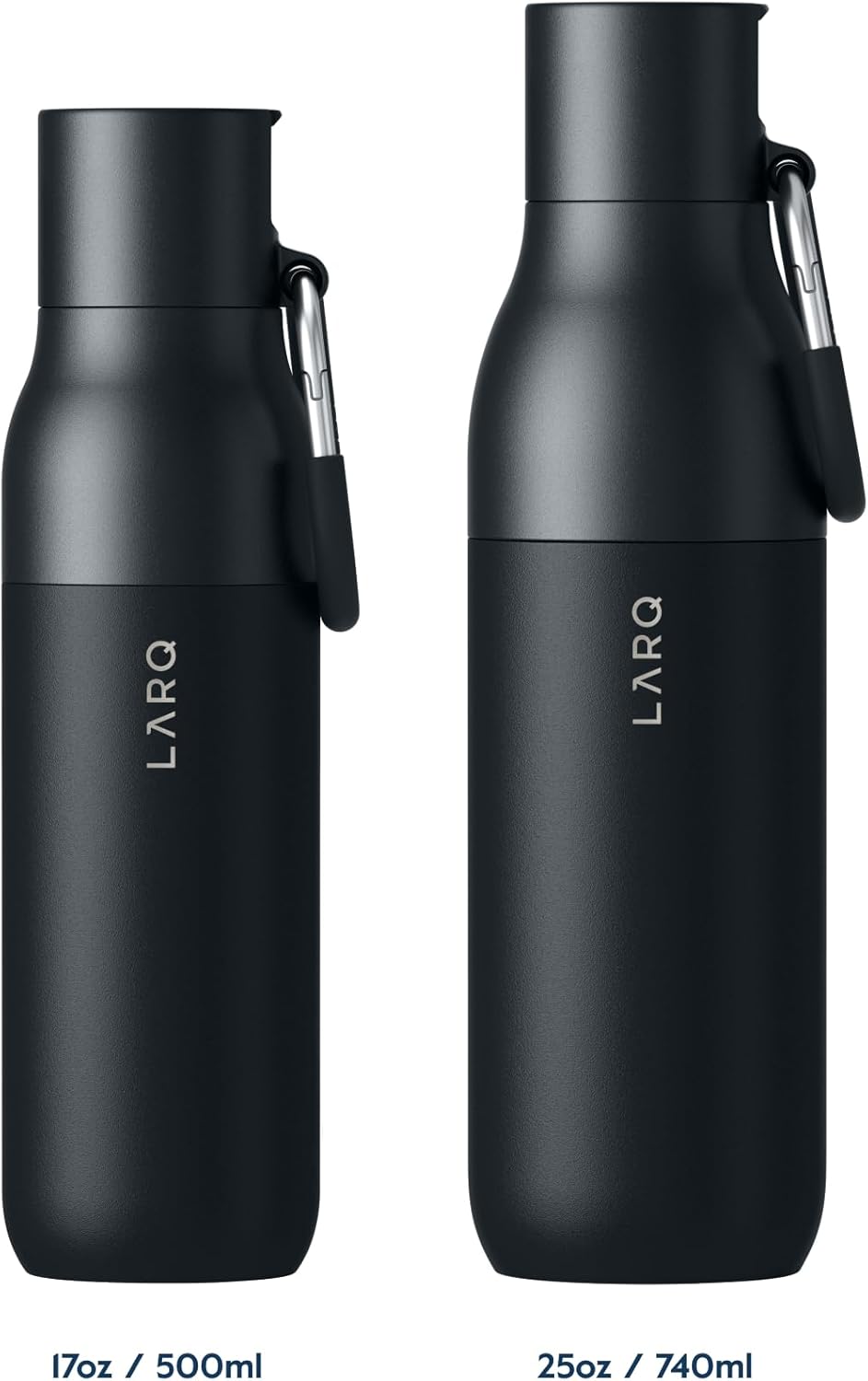 LARQ Bottle Filtered - Insulated Stainless Steel Water Bottle BPA Free with Nano Zero technology and long-lasting filters, Obsidian Black, 17oz