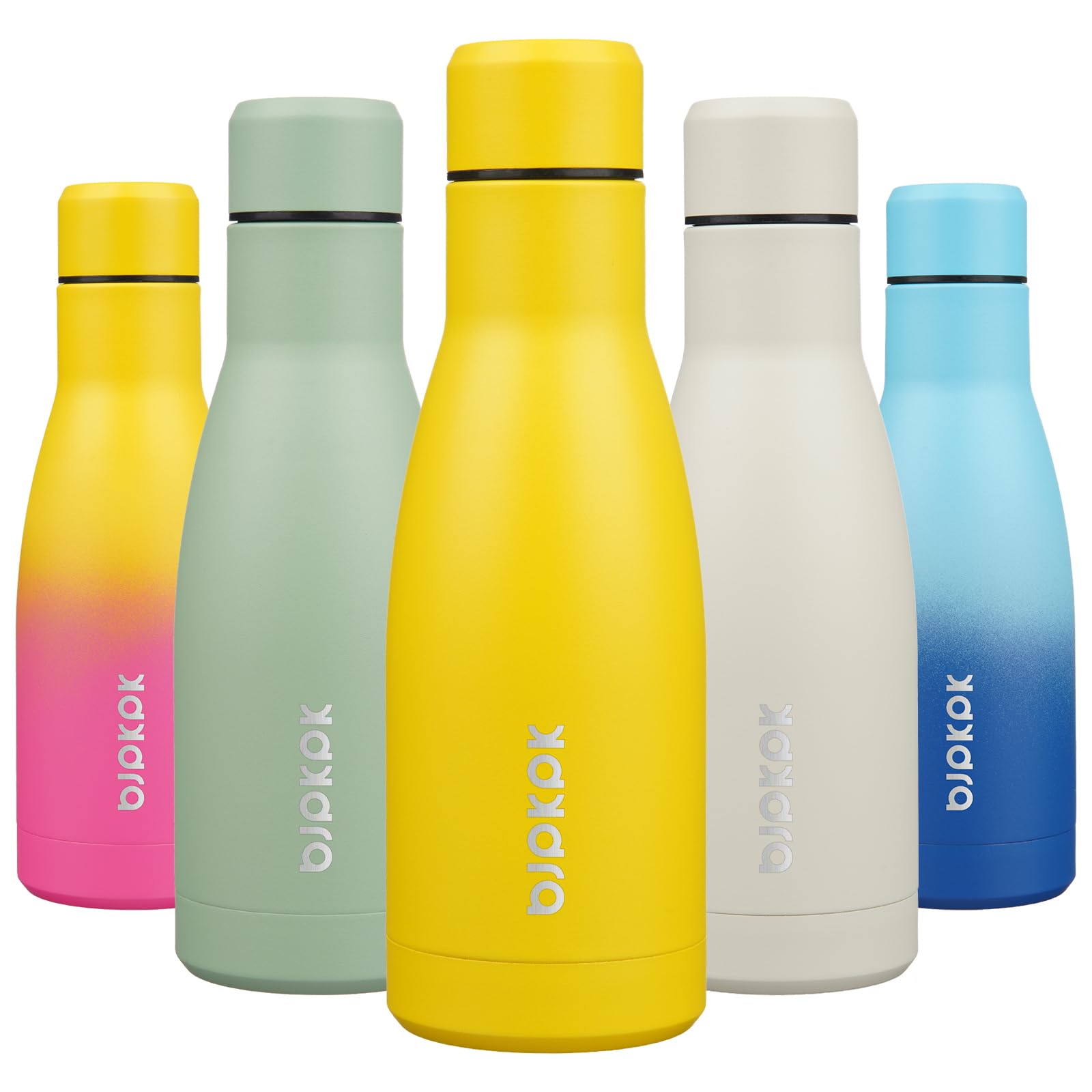 BJPKPK 12oz Water Bottles Stainless Steel Double Wall Vacuum Insulated Small Water Bottles for Travel,Lake Blue