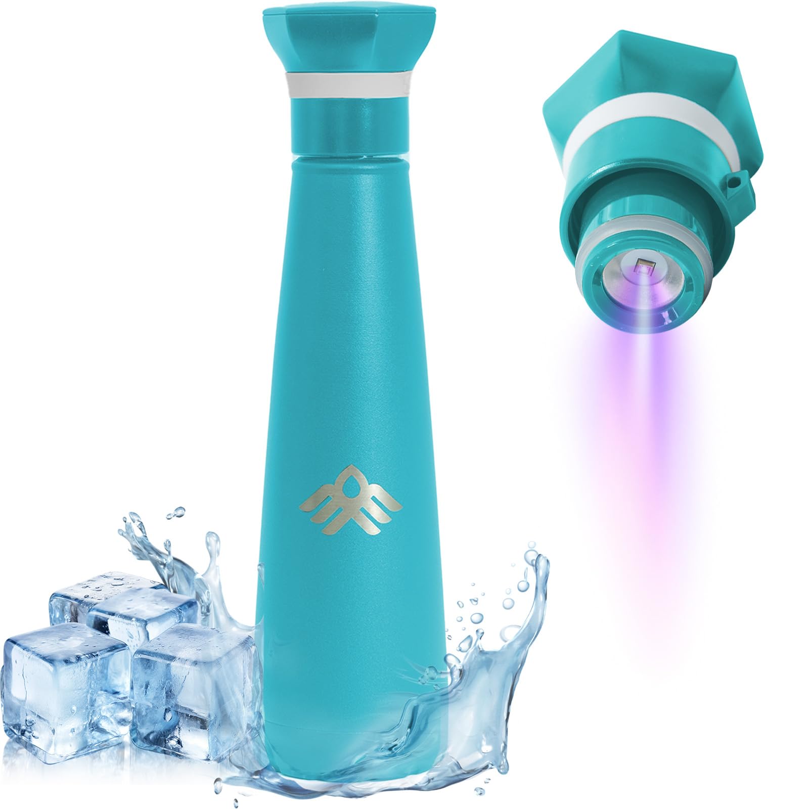 17oz Smart Self-Cleaning Water Bottle Slate Stainless Steel Insulated LED Light Water Bottle with Activated-Carbon Module, USB-C Rechargeable BPA-Free Purifying Bottles for Travel, Gym & Office