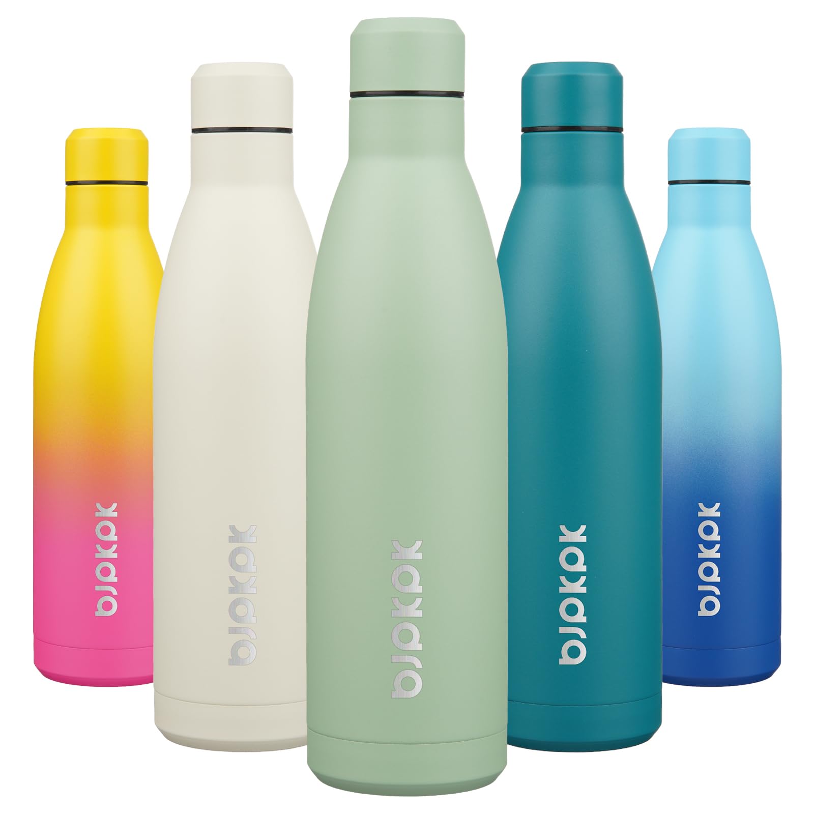 BJPKPK 12oz Water Bottles Stainless Steel Double Wall Vacuum Insulated Small Water Bottles for Travel,Lake Blue