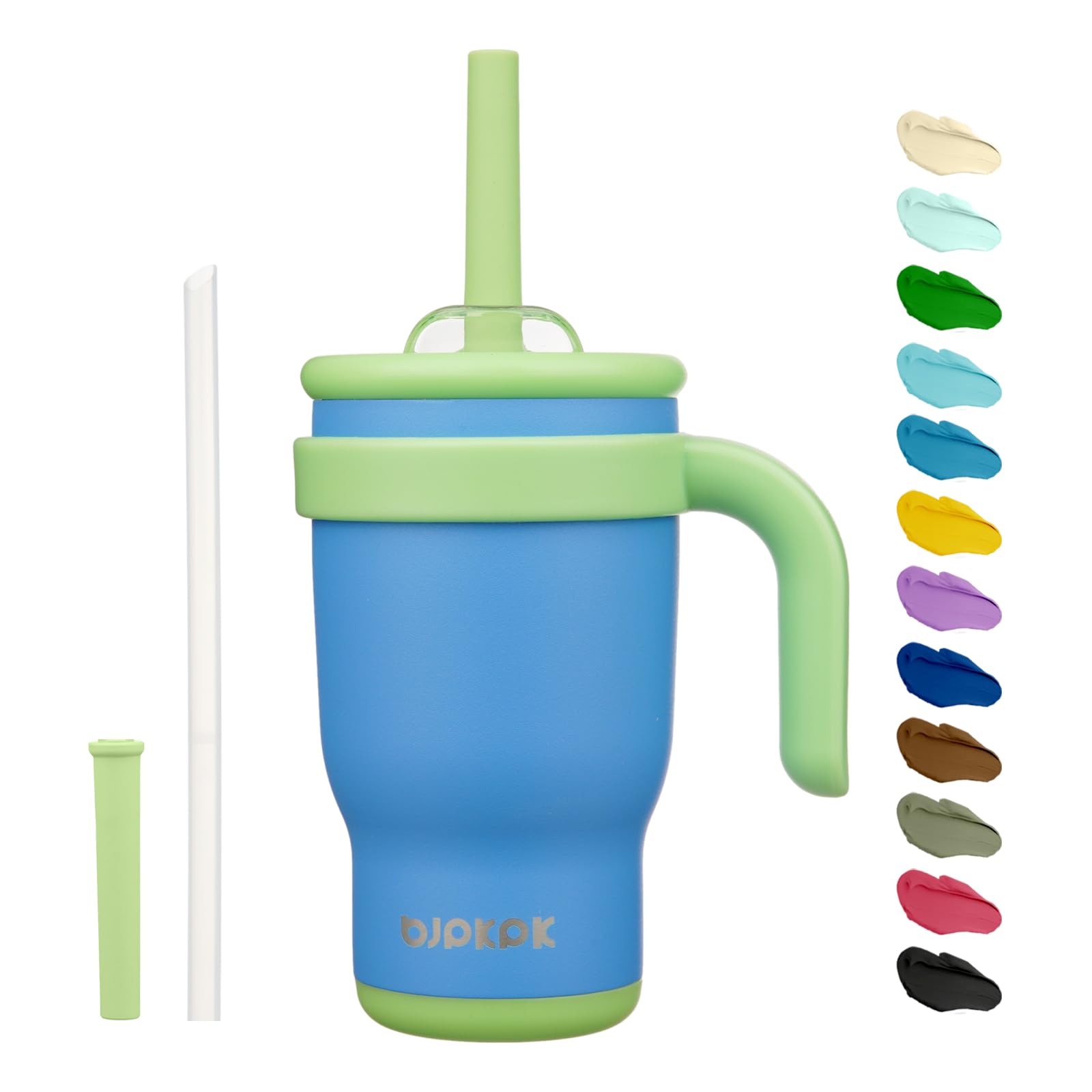 BJPKPK 40 OZ Insulated Travel Tumbler with Handle and Straw, Stainless Steel Water Bottle, Double Wall Vacuum Insulated Mug, for Work, Car, Travel, Olive Green