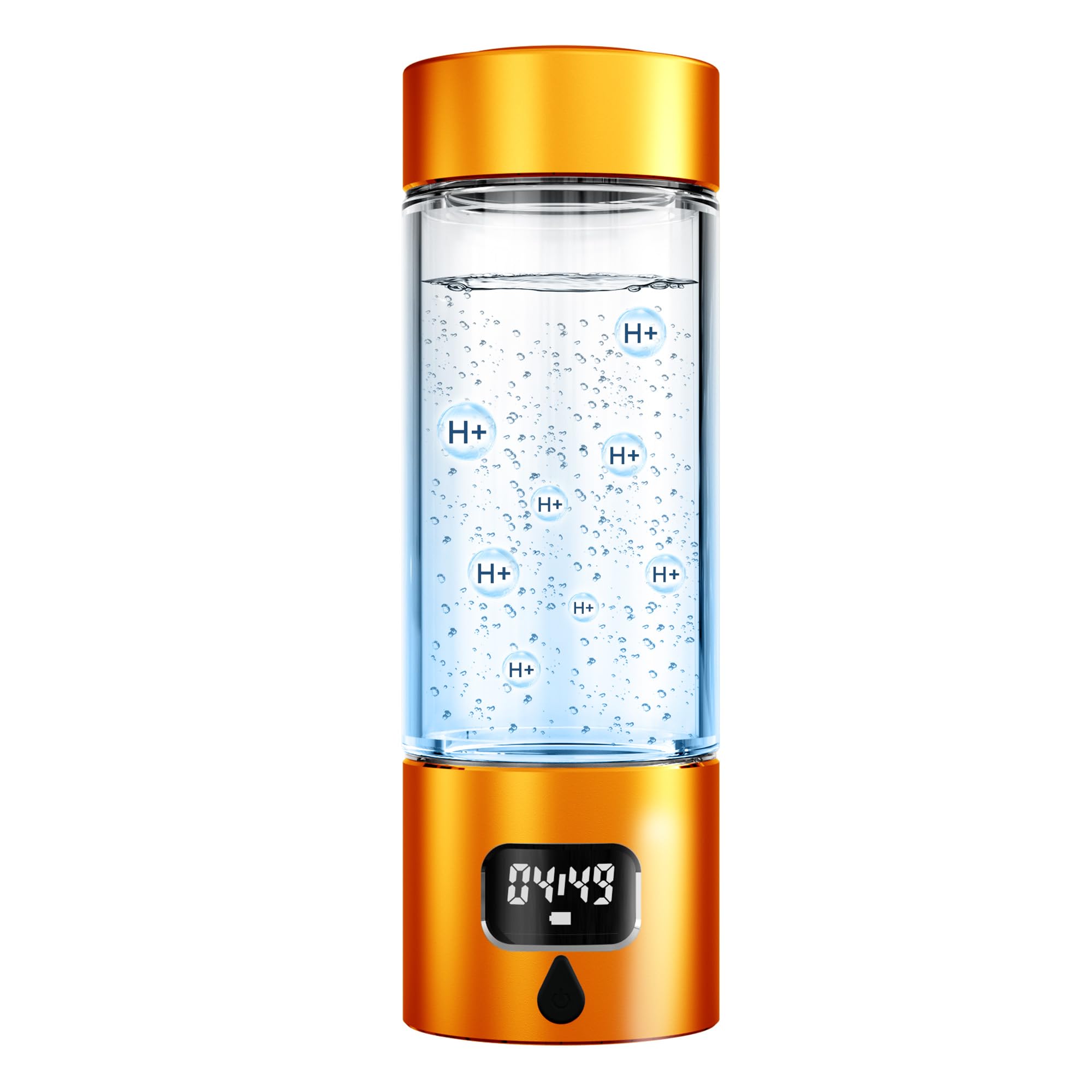 Hydrogen Water Bottle - Portable, Rechargeable, LED Timer, Aluminum and Glass, 5000 PPB Hydrogen in 10 Minutes, for Husband, Father, Friend & Family, for Sports, Home, Office (Black, 340ml)