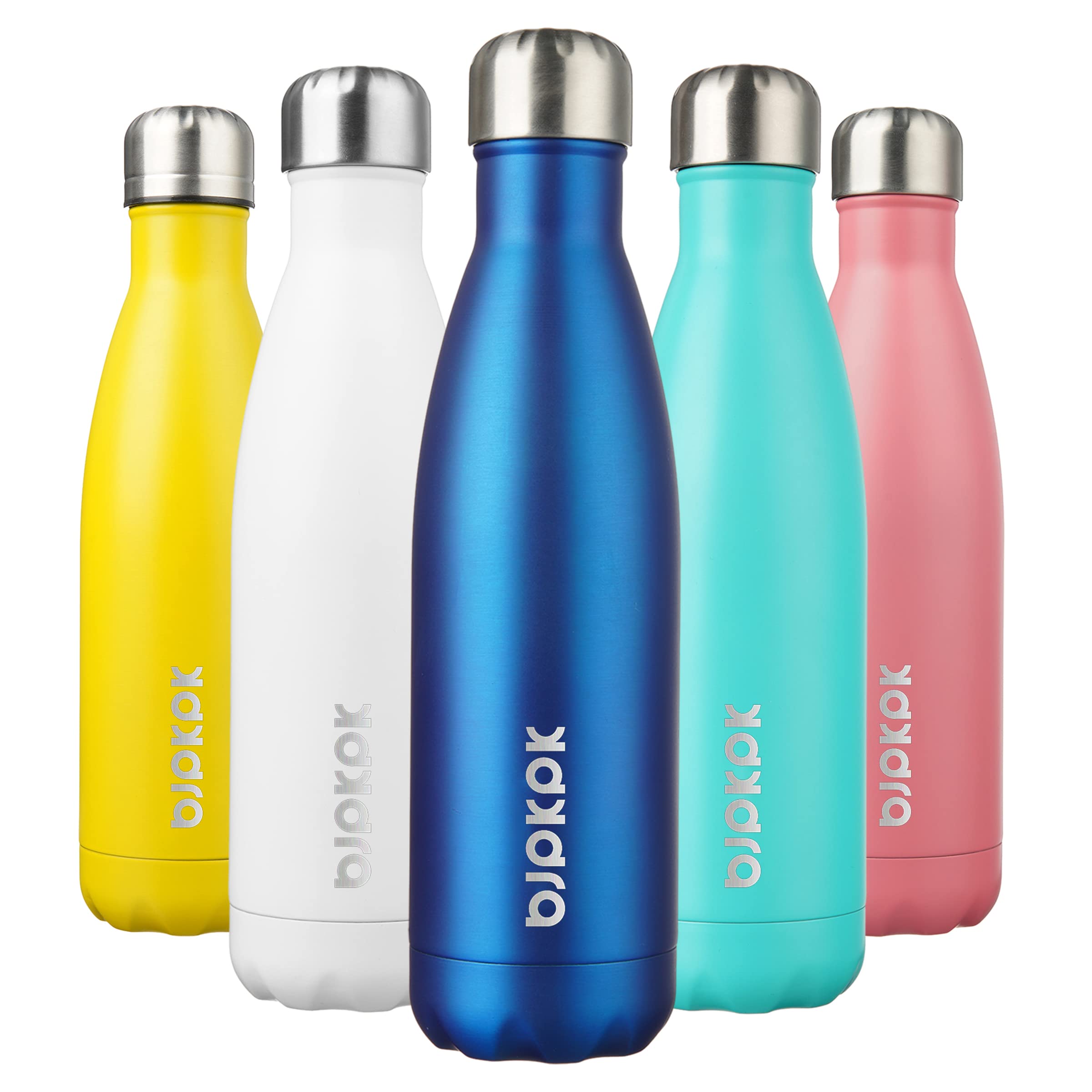 BJPKPK 12oz Water Bottles Stainless Steel Double Wall Vacuum Insulated Small Water Bottles for Travel,Lake Blue