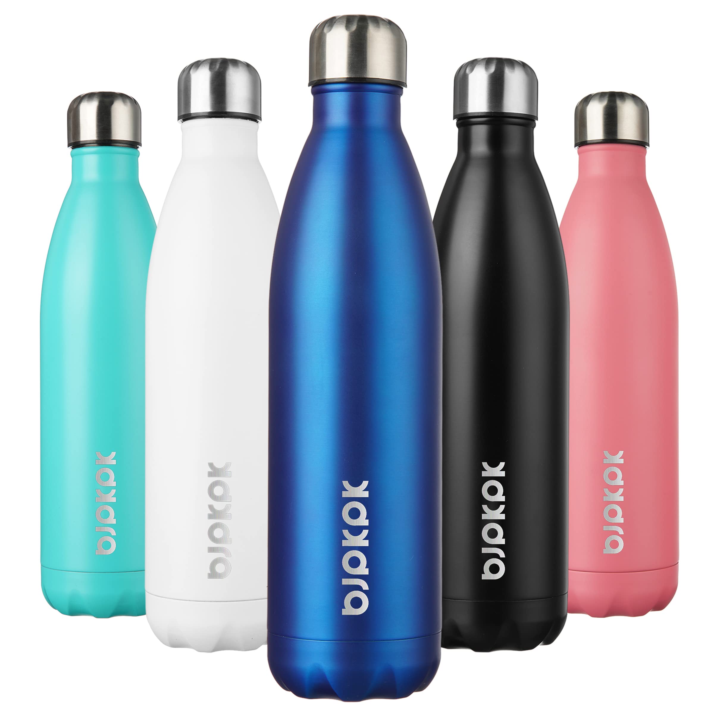 BJPKPK 12oz Water Bottles Stainless Steel Double Wall Vacuum Insulated Small Water Bottles for Travel,Lake Blue