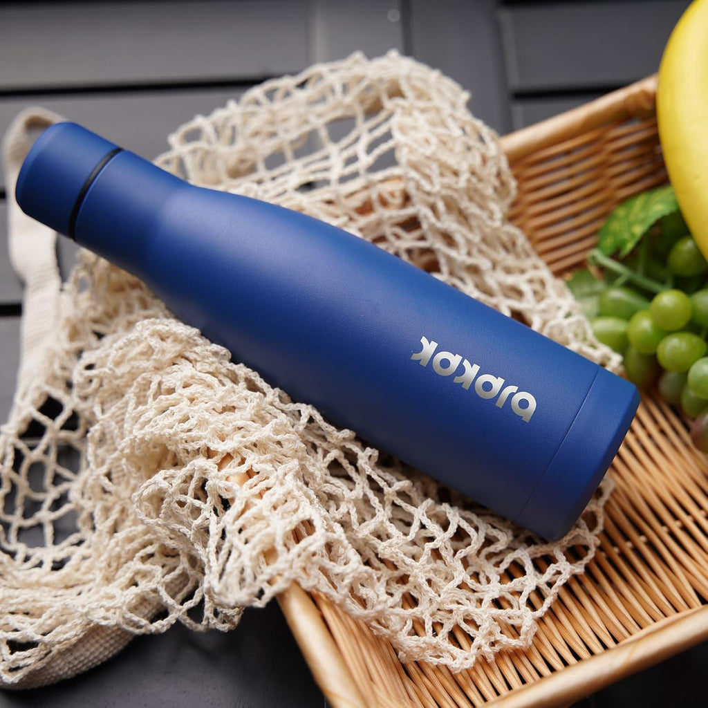 BJPKPK 12oz Water Bottles Stainless Steel Double Wall Vacuum Insulated Small Water Bottles for Travel,Lake Blue