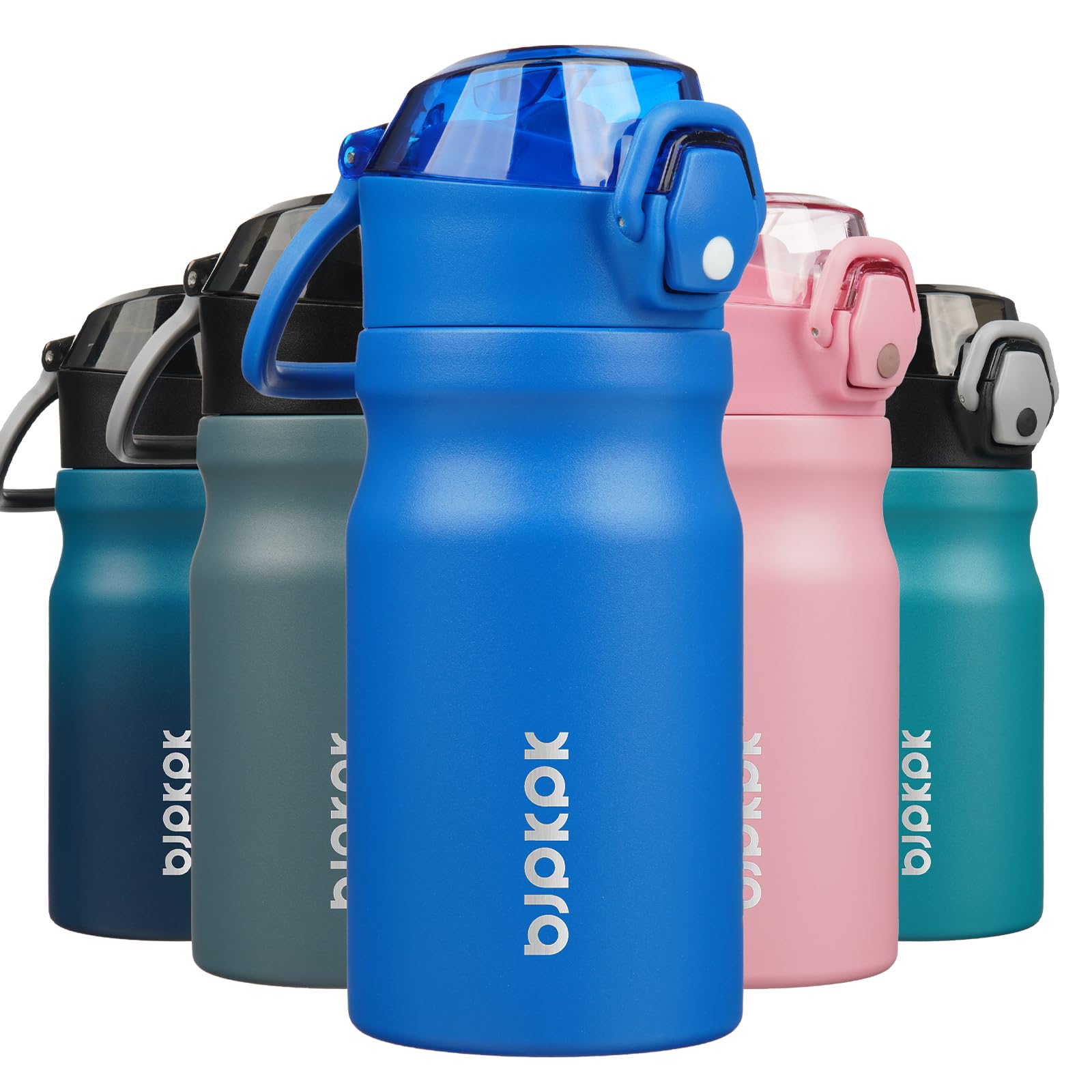 BJPKPK Water Bottle with Straw 18oz Insulated Water Bottles Reusable Stainless Steel Metal Thermal Flask with Leak Proof Lockable Lid and Carry Handle,Light Pink