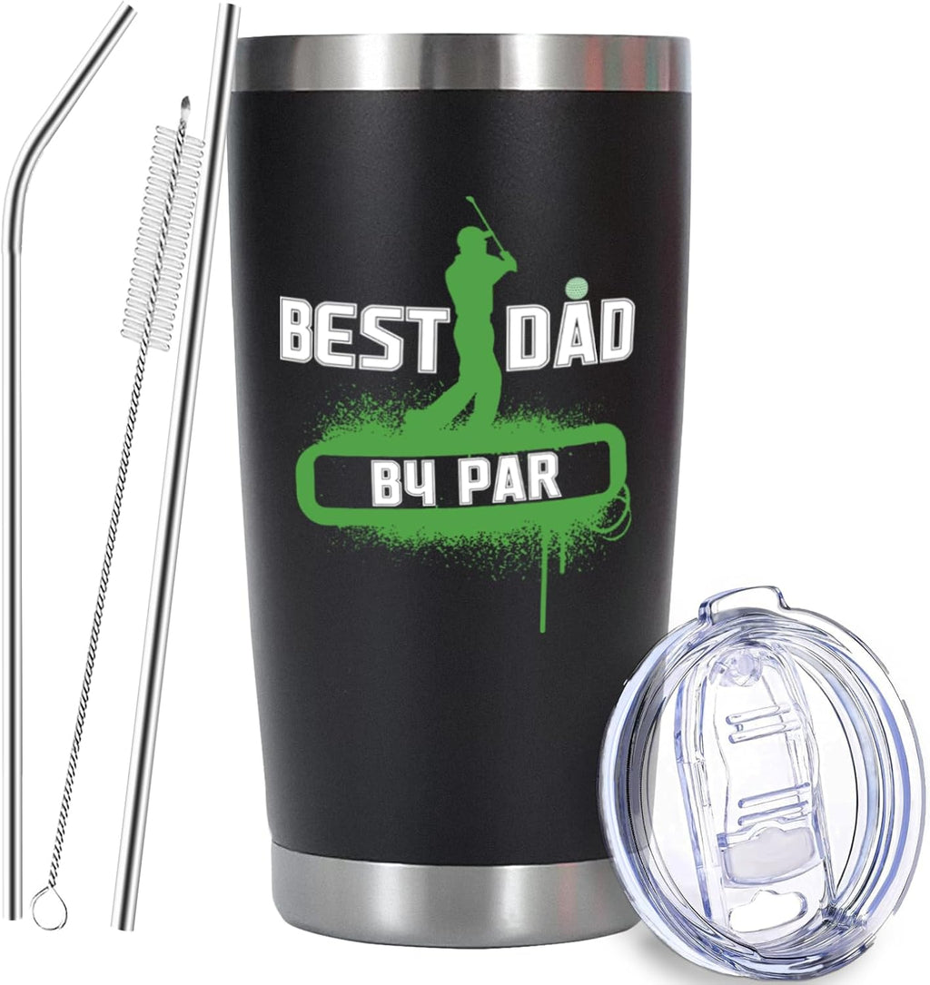 Golf Gifts for Dad from Daughter Son, Golf Dad Father's Day Christmas Birthday Gifts for Men, 20oz Stainless Steel Double Wall Vacuum Insulated Tumbler with Lid Straws