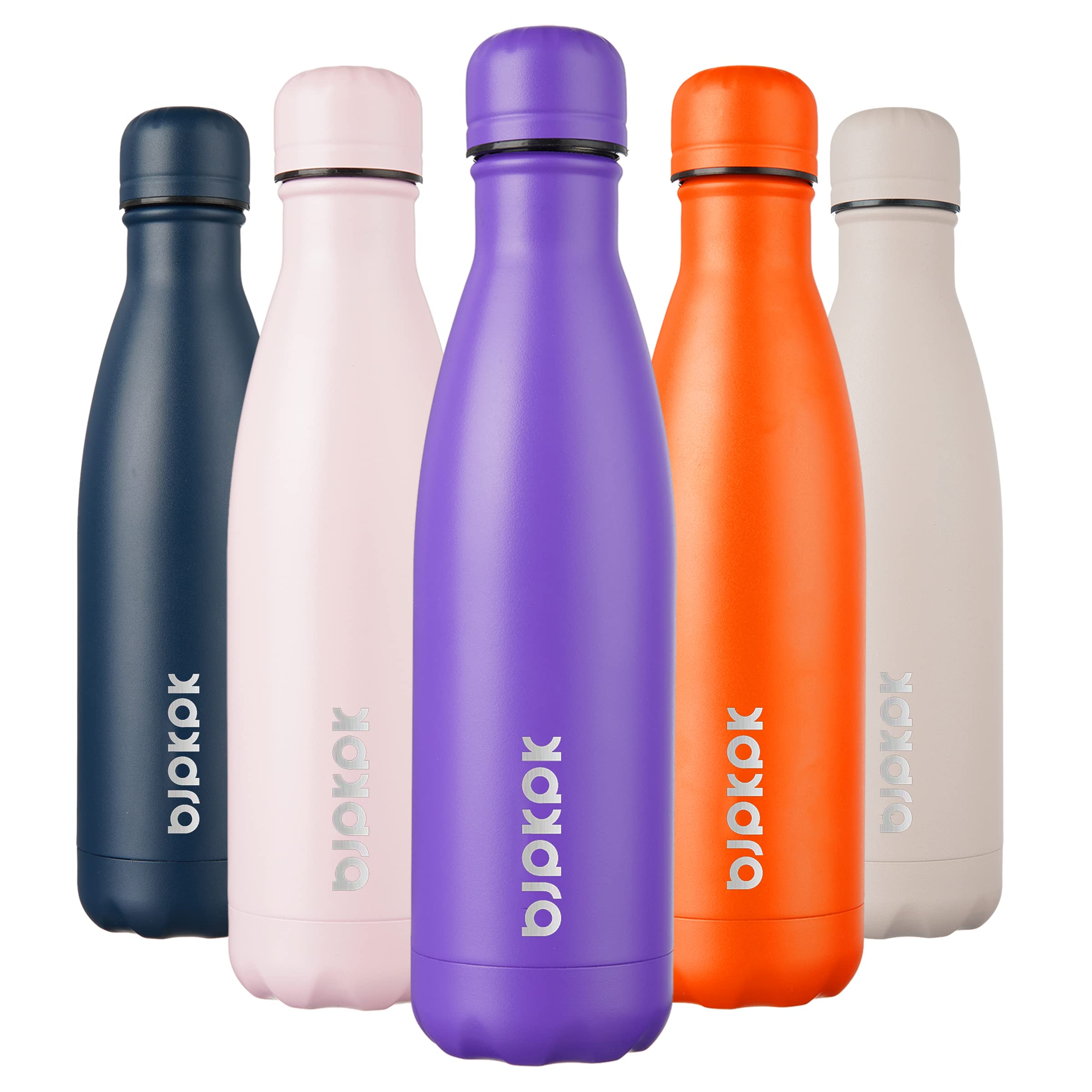 BJPKPK 12oz Water Bottles Stainless Steel Double Wall Vacuum Insulated Small Water Bottles for Travel,Deep Grey