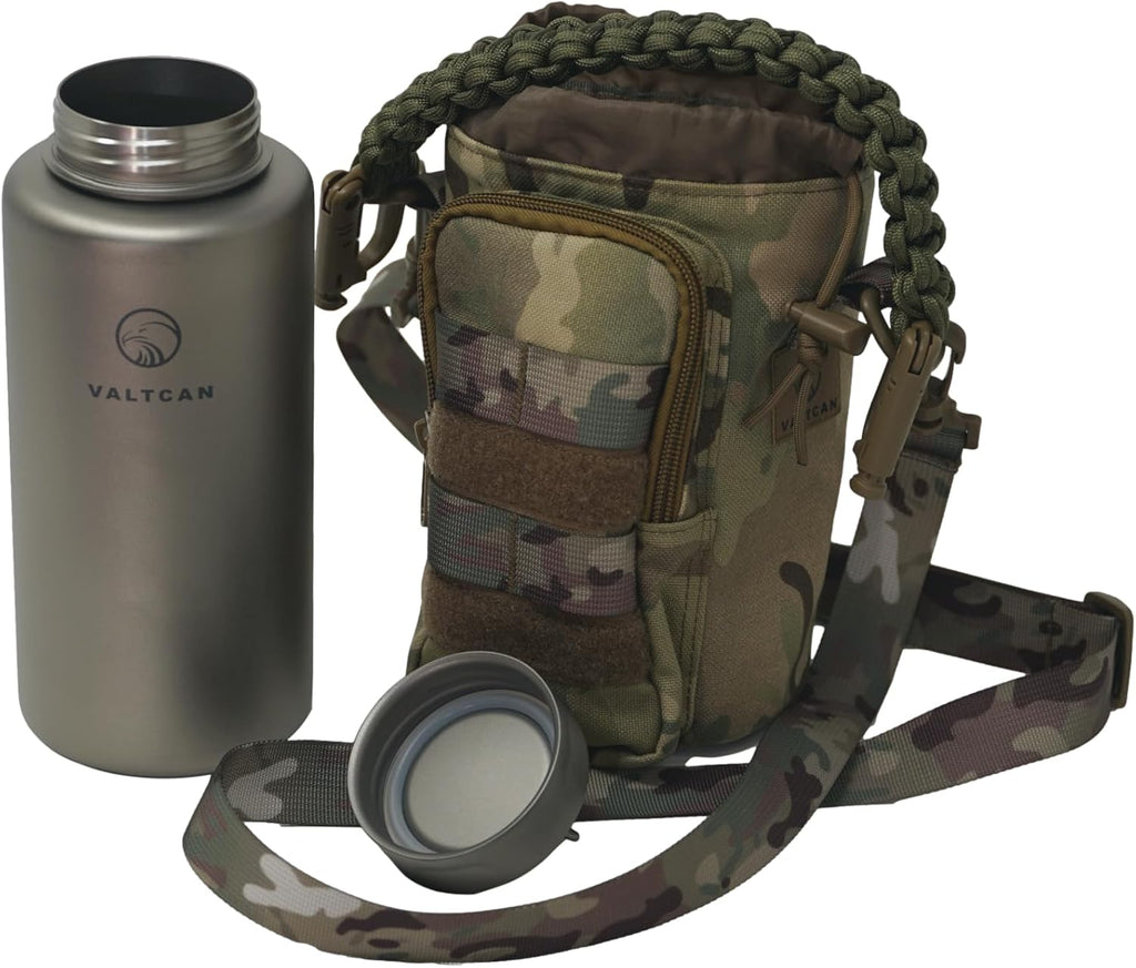 Valtcan Titanium Water Bottle EndurePro 1000ml 34oz 219 Grams Ultralight Pot Wide Mouth Sports Hiking and Camping Trail Heatable on Open Flames for Gym Workout 1.1 Quart