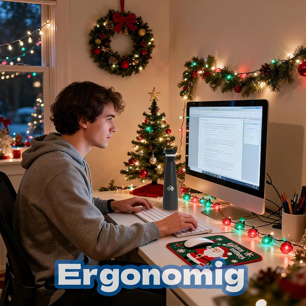 17oz Smart Self-Cleaning Water Bottle Slate Stainless Steel Insulated LED Light Water Bottle with Activated-Carbon Module, USB-C Rechargeable BPA-Free Purifying Bottles for Travel, Gym & Office