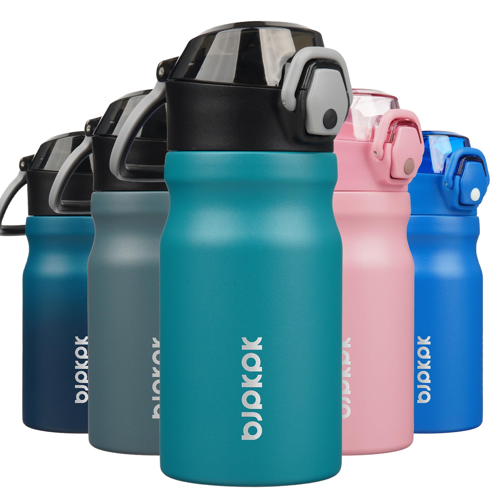 BJPKPK Water Bottle with Straw 18oz Insulated Water Bottles Reusable Stainless Steel Metal Thermal Flask with Leak Proof Lockable Lid and Carry Handle,Light Pink